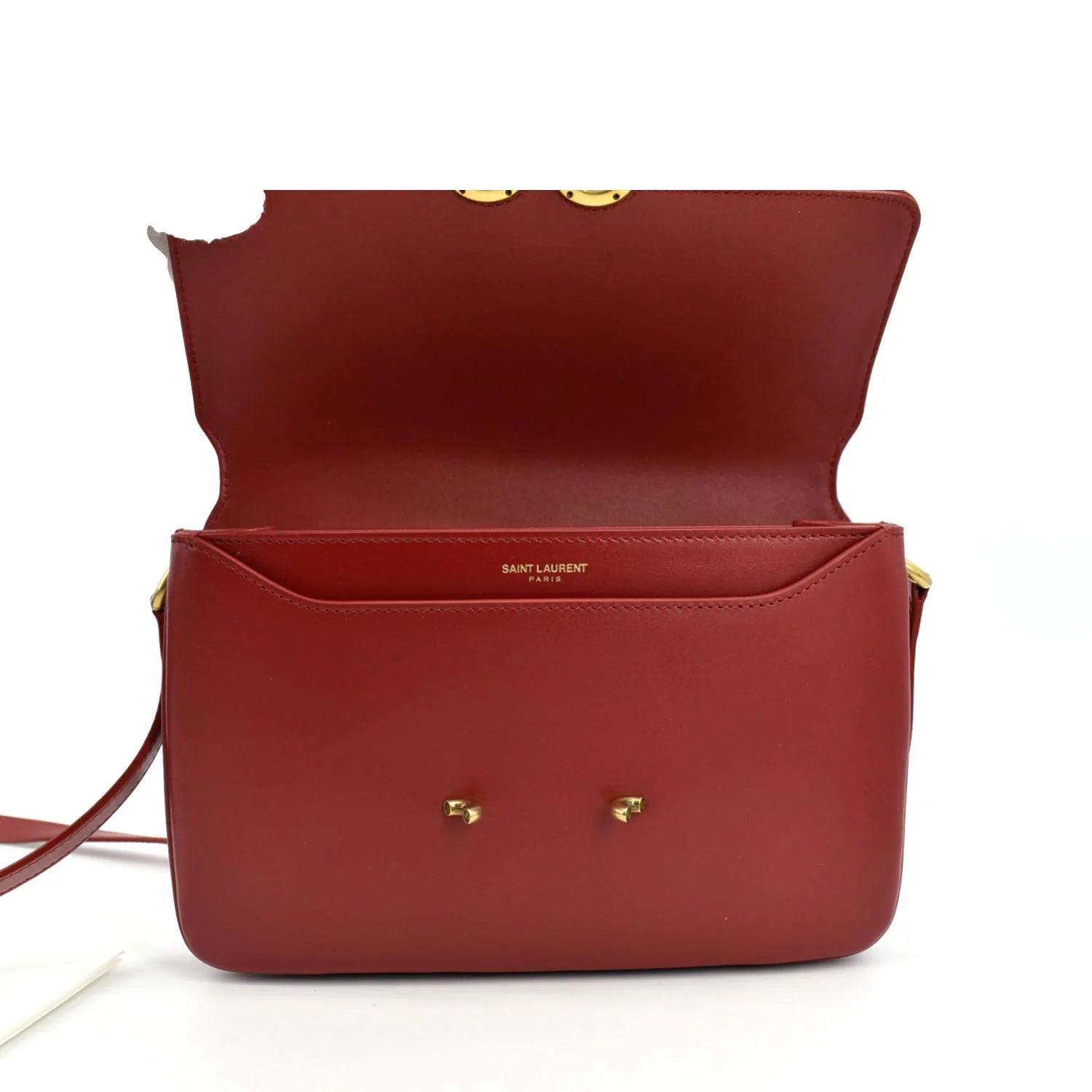 YVES SAINT LAURENT Le Maillon Smooth Leather Shoulder Bag Red - Image 11