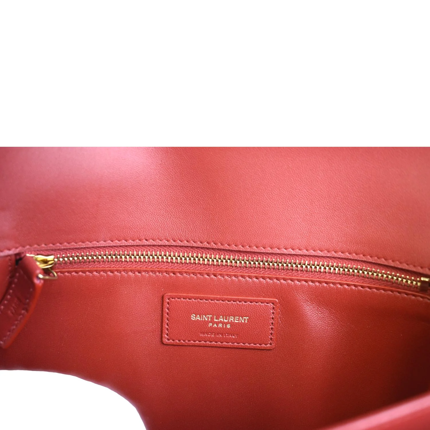 YVES SAINT LAURENT Le Maillon Smooth Leather Shoulder Bag Red - Image 12