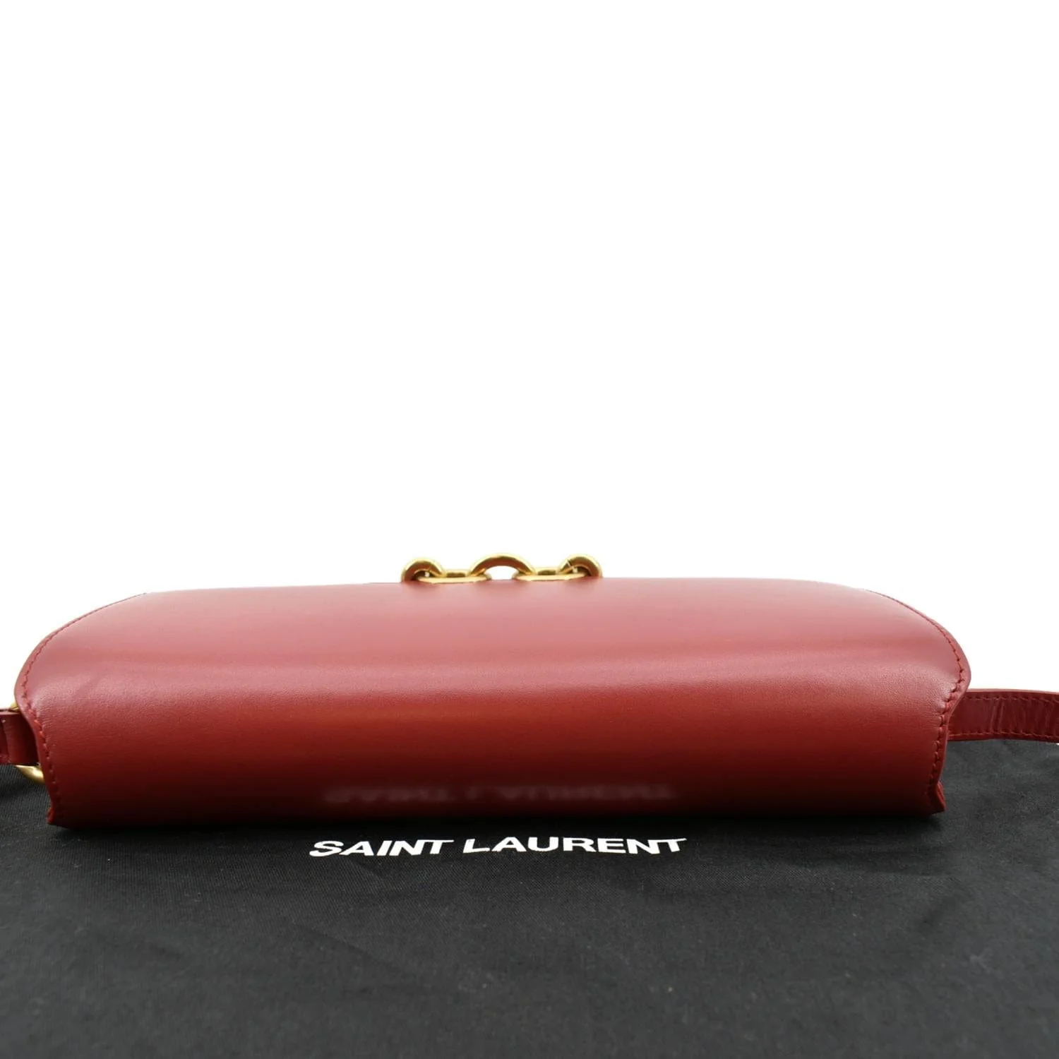 YVES SAINT LAURENT Le Maillon Smooth Leather Shoulder Bag Red - Image 4