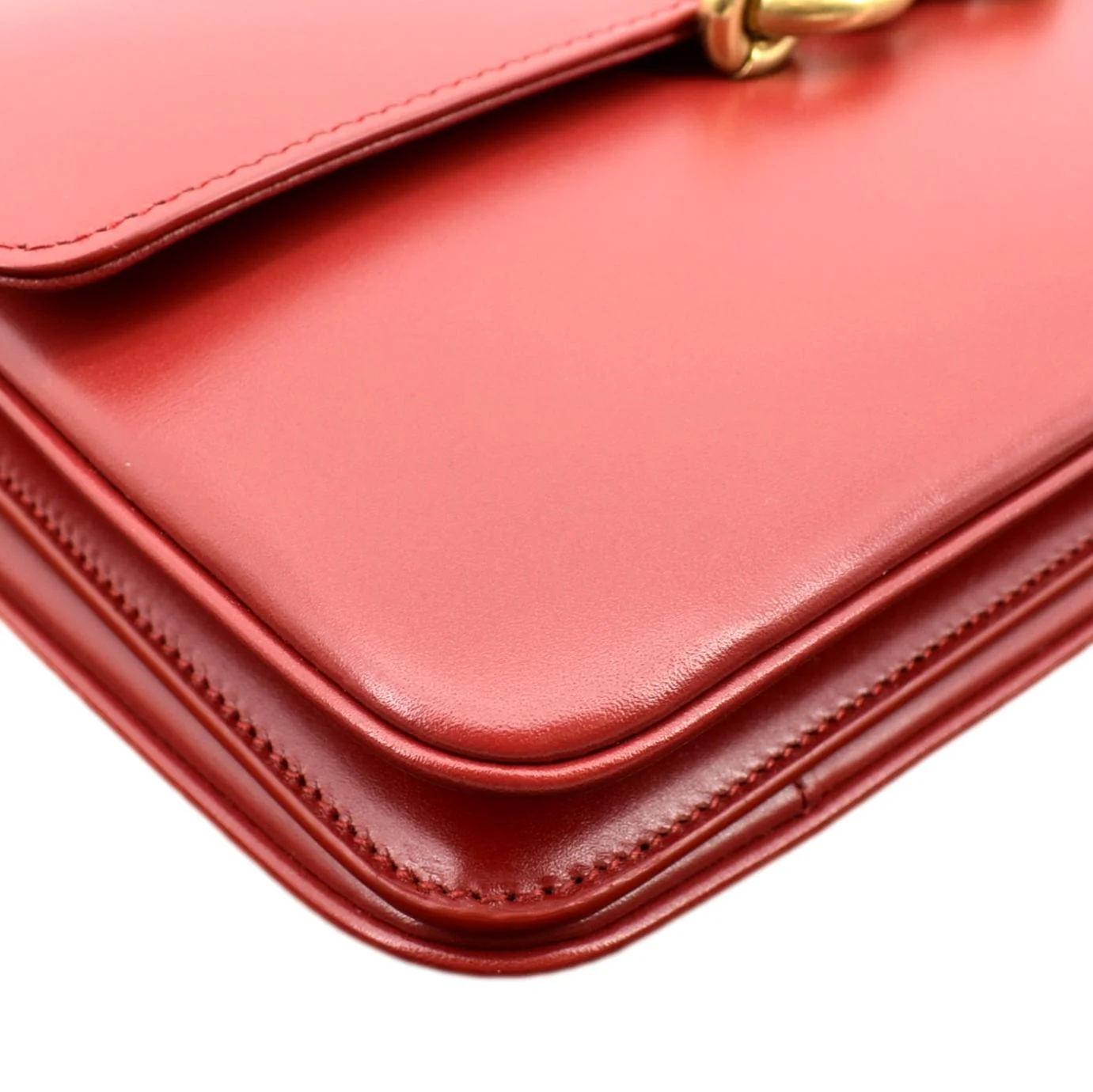 YVES SAINT LAURENT Le Maillon Smooth Leather Shoulder Bag Red - Image 8