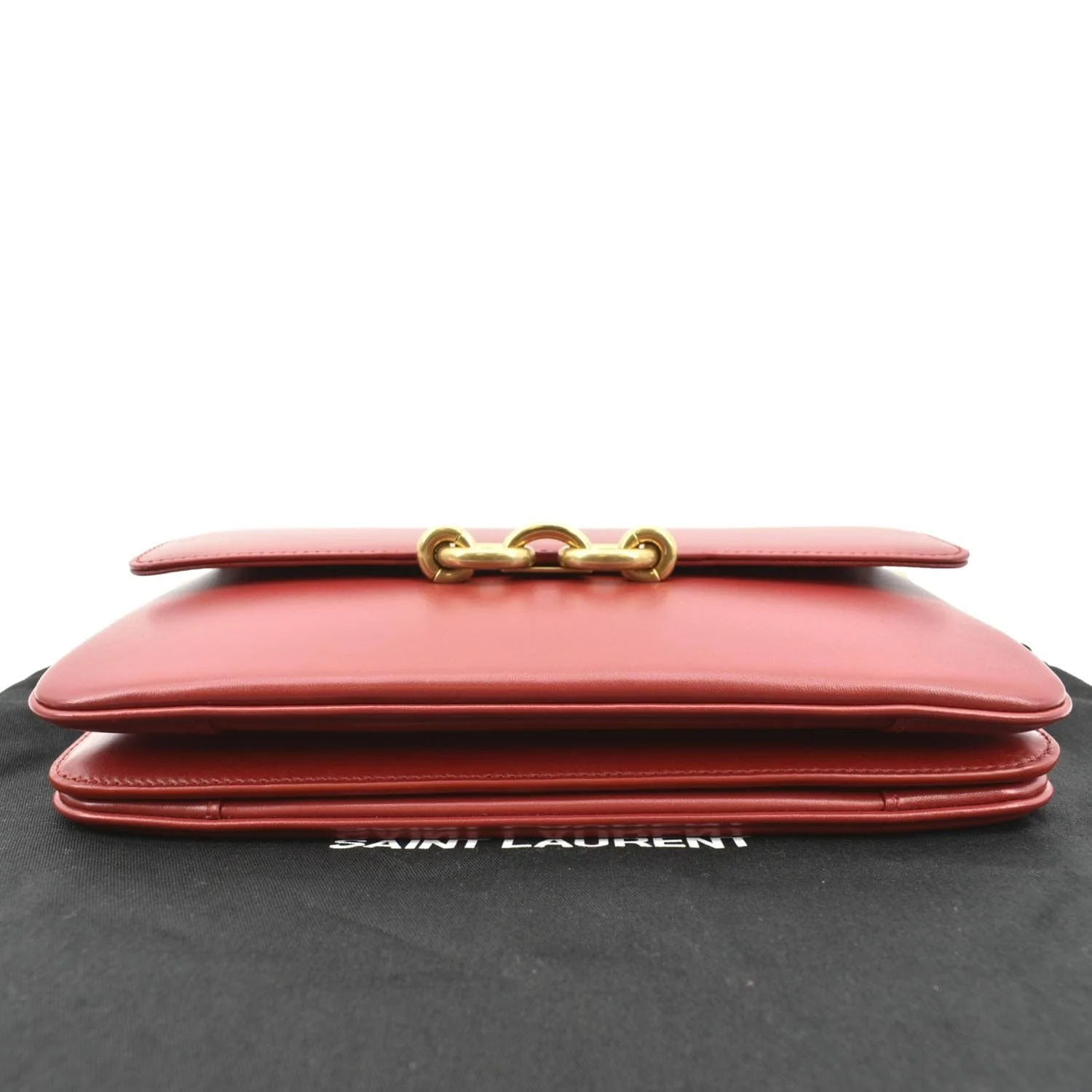 YVES SAINT LAURENT Le Maillon Smooth Leather Shoulder Bag Red - Image 9