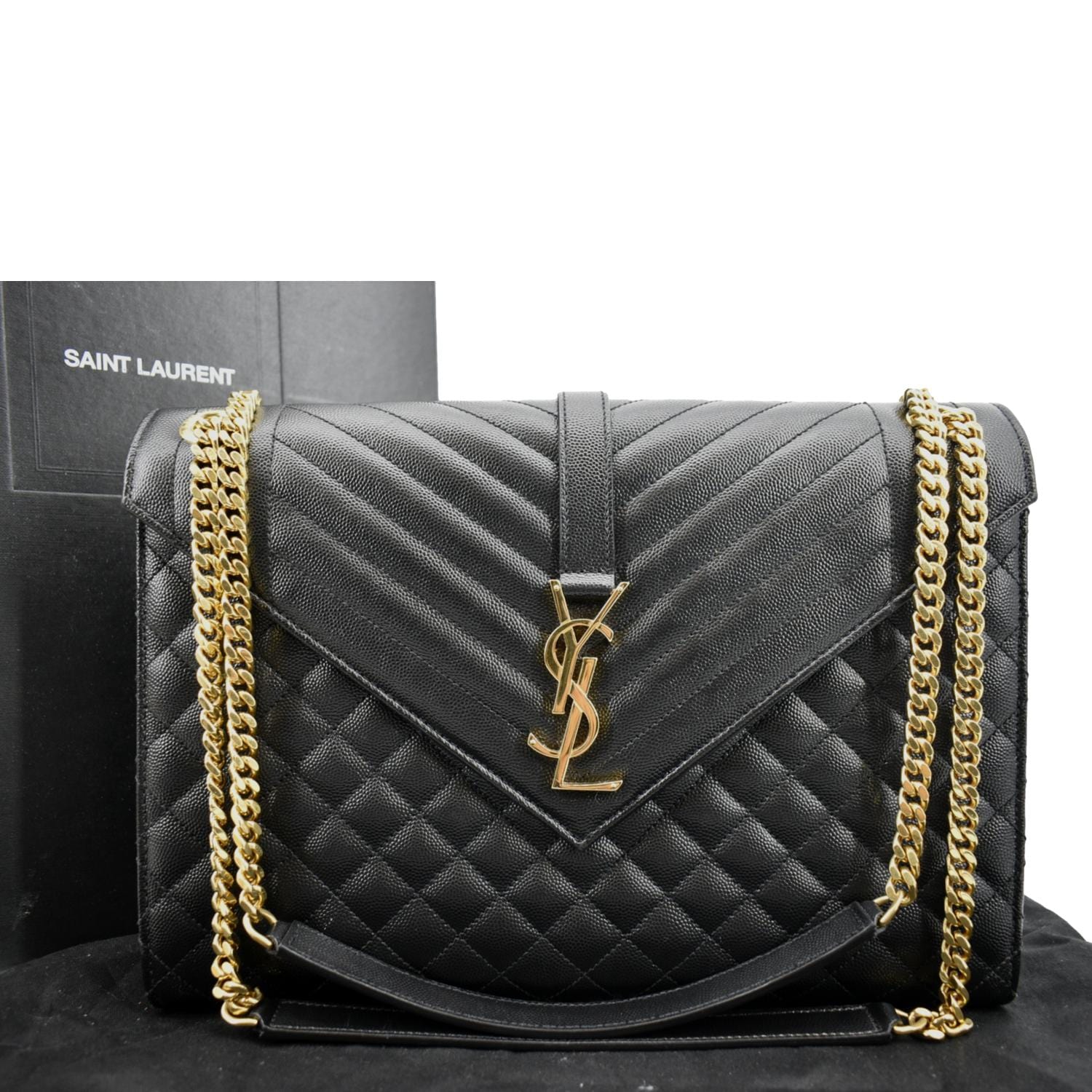 YVES SAINT LAURENT Envelope Medium Matelasse Leather Crossbody Bag Black - Image 3