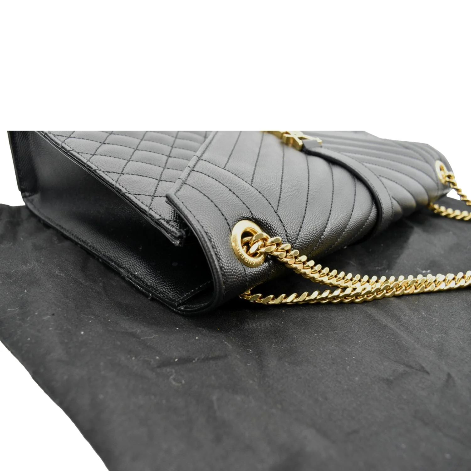 YVES SAINT LAURENT Envelope Medium Matelasse Leather Crossbody Bag Black - Image 7