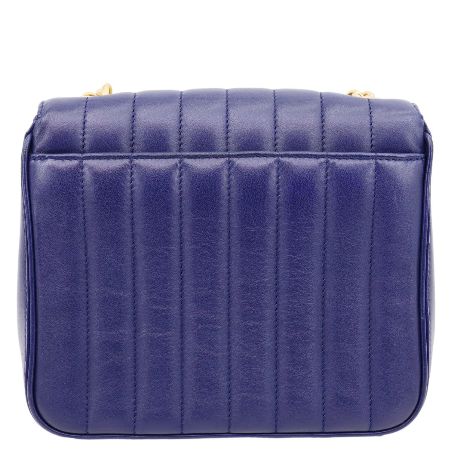 YVES SAINT LAURENT Vicky Medium Matelasse Lambskin Chain Crossbody Bag Blue - Image 4