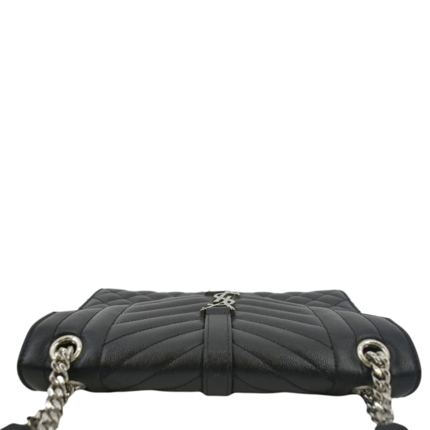 YVES SAINT LAURENT Envelope Medium Matelassé Leather Crossbody Chain Bag Black - Image 5