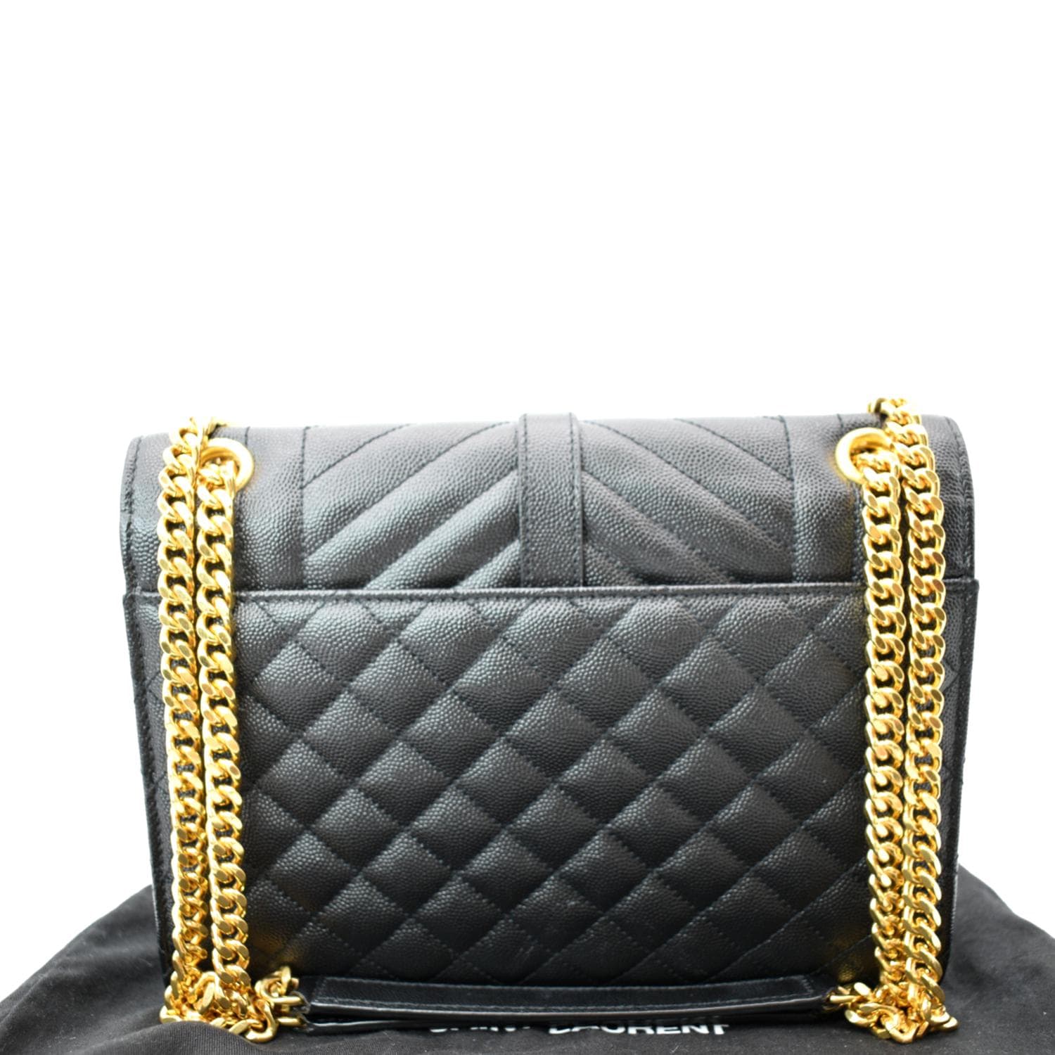 YVES SAINT LAURENT Medium Envelope Leather Chain Shoulder Bag Black - Image 3