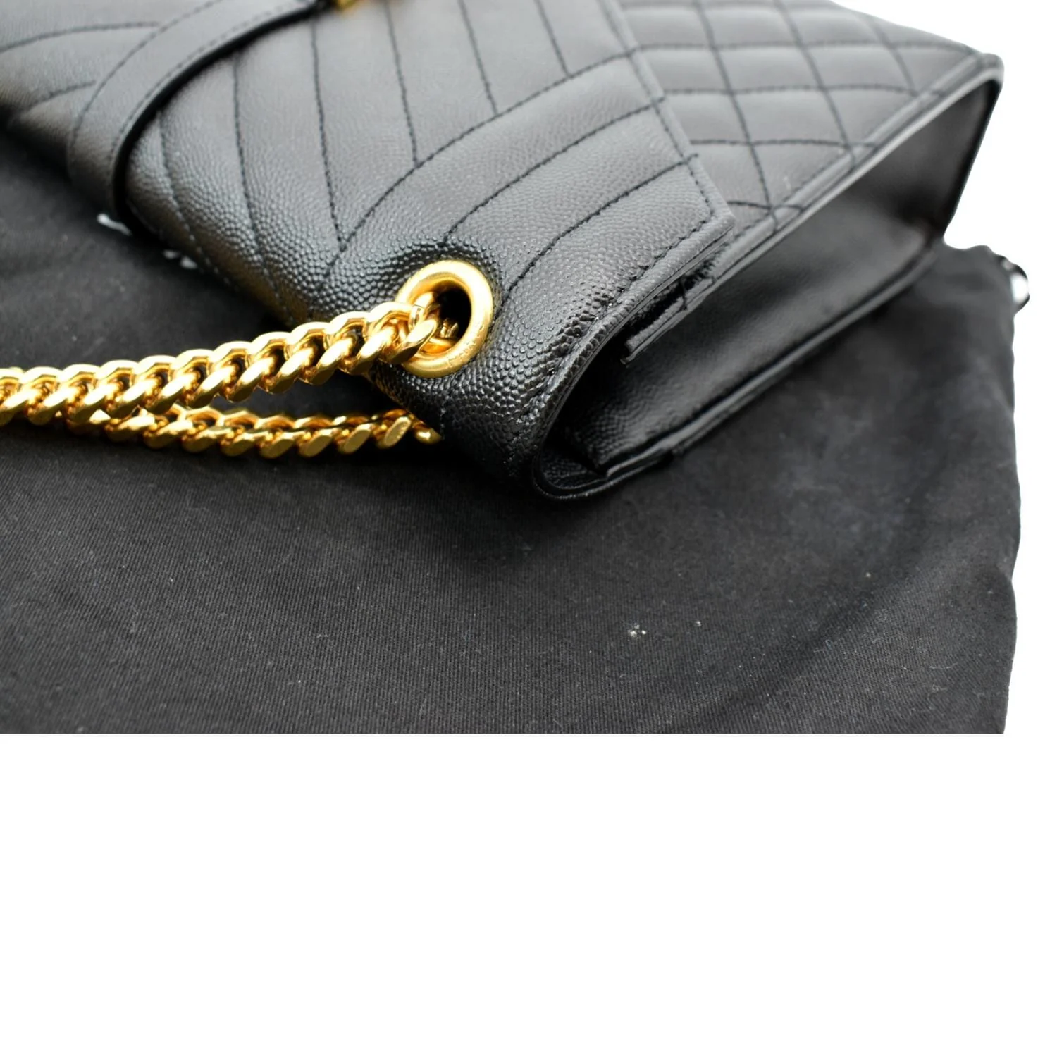 YVES SAINT LAURENT Medium Envelope Leather Chain Shoulder Bag Black - Image 5