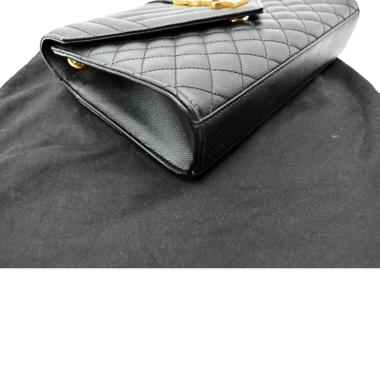 YVES SAINT LAURENT Medium Envelope Leather Chain Shoulder Bag Black - Image 9