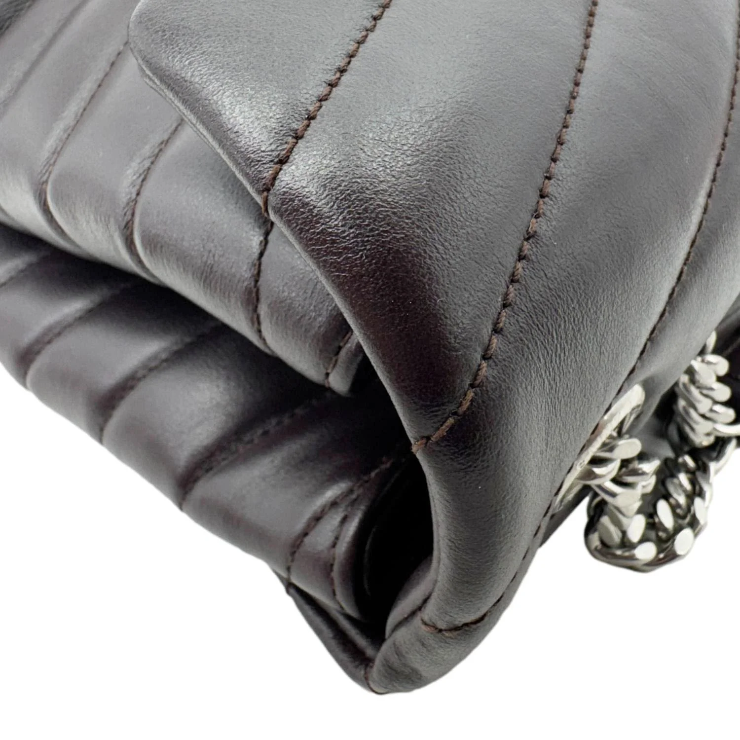 YVES SAINT LAURENT Loulou Medium Quilted Leather Crossbody Bag Burgundy - Image 7