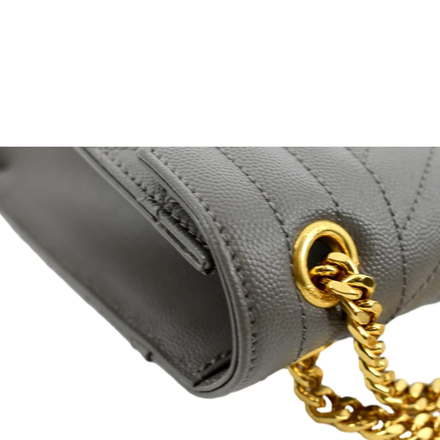 YVES SAINT LAURENT Envelope Medium Matelasse Leather Crossbody Bag Gray - Image 7