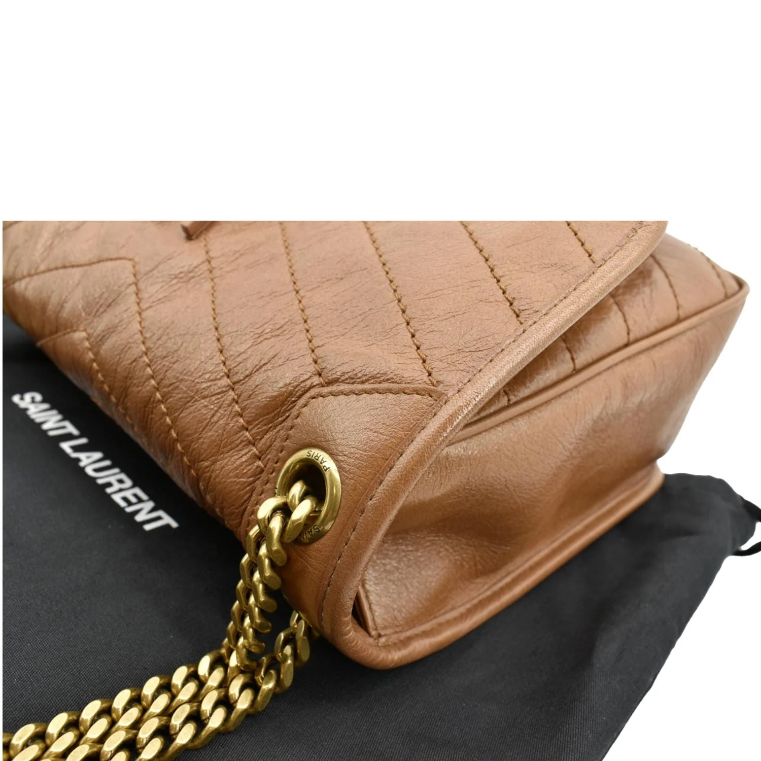 YVES SAINT LAURENT Niki Medium Leather Crossbody Bag Dark Brown - Image 5