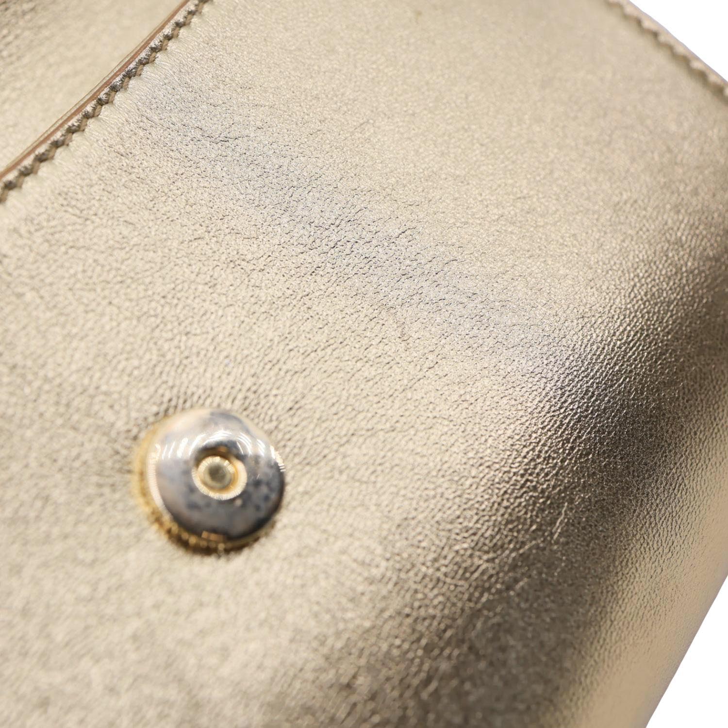 YVES SAINT LAURENT Y-Mail Metallic Calfskin Leather Clutch Gold - Image 15