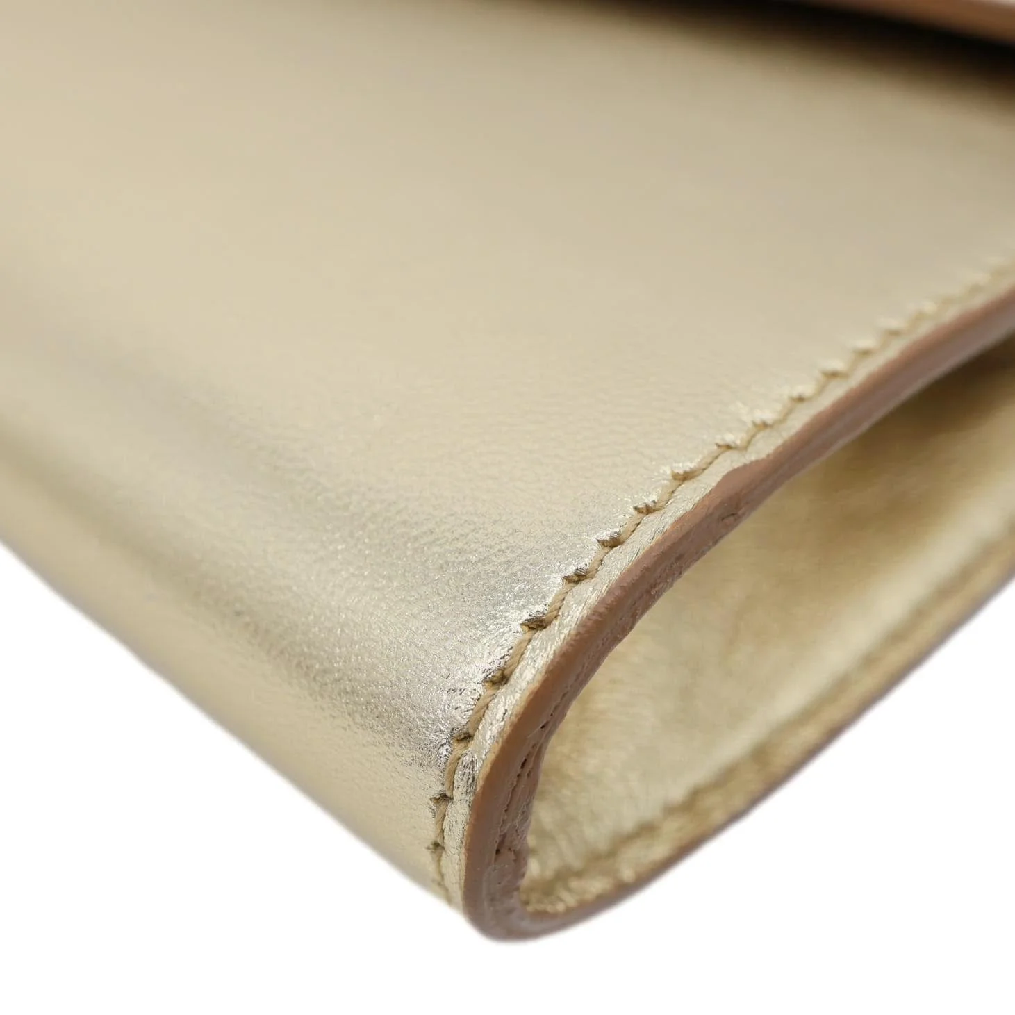 YVES SAINT LAURENT Y-Mail Metallic Calfskin Leather Clutch Gold - Image 9