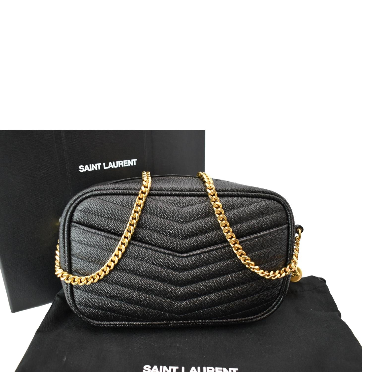 YVES SAINT LAURENT Mini Lou Leather Camera Crossbody Bag Black - Image 3