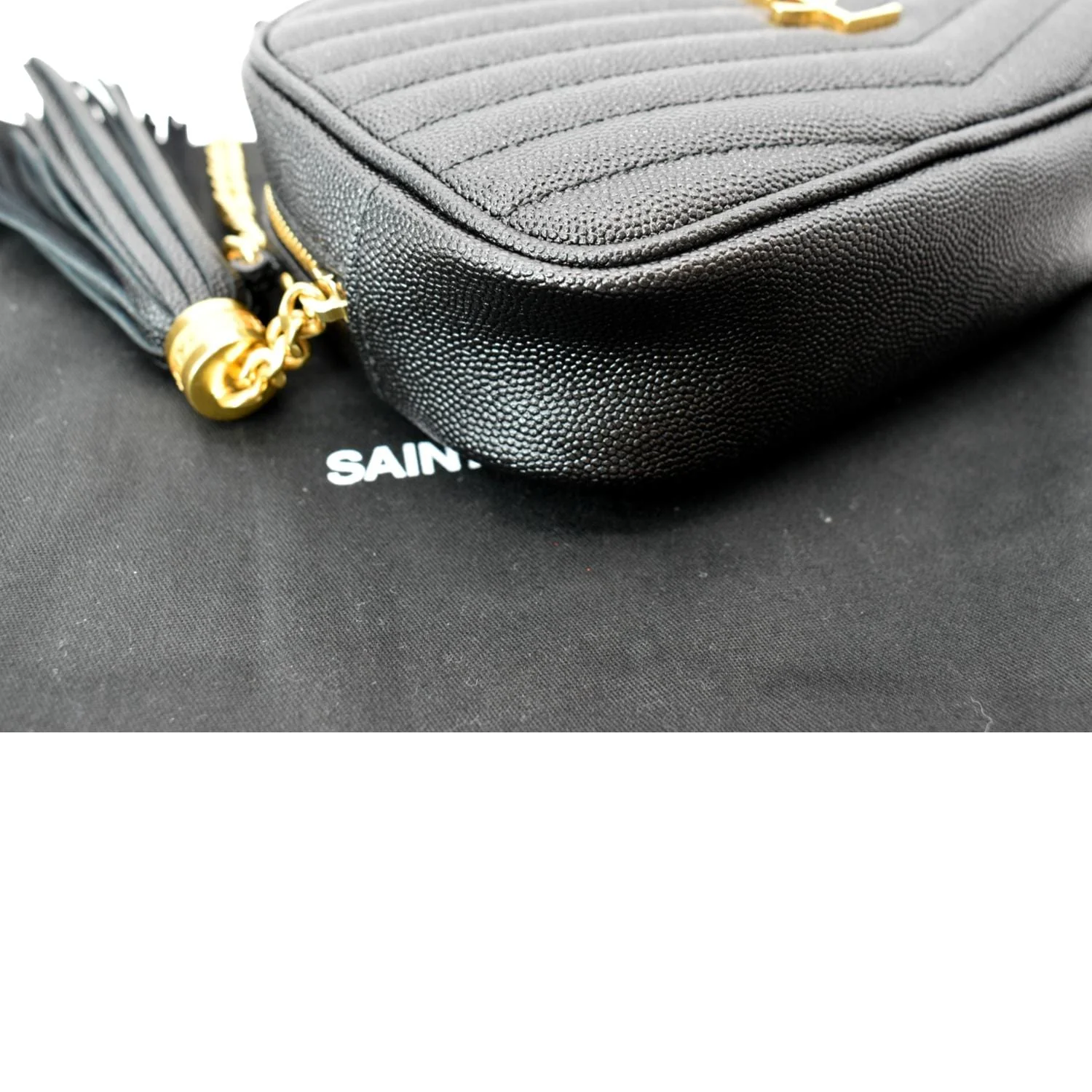 YVES SAINT LAURENT Mini Lou Leather Camera Crossbody Bag Black - Image 6