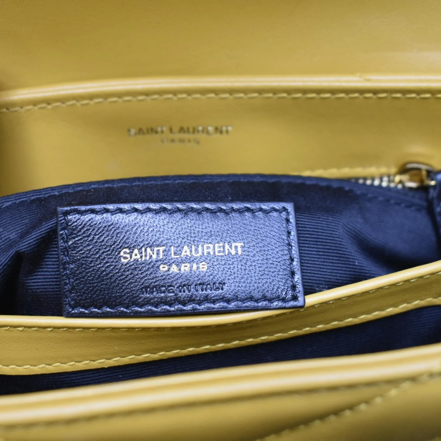 YVES SAINT LAURENT Mini Loulou Leather Crossbody Bag Yellow - Image 12