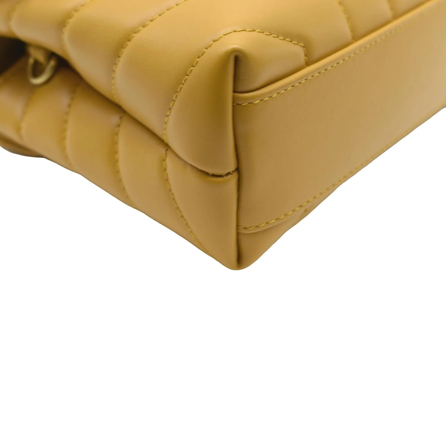 YVES SAINT LAURENT Mini Loulou Leather Crossbody Bag Yellow - Image 8