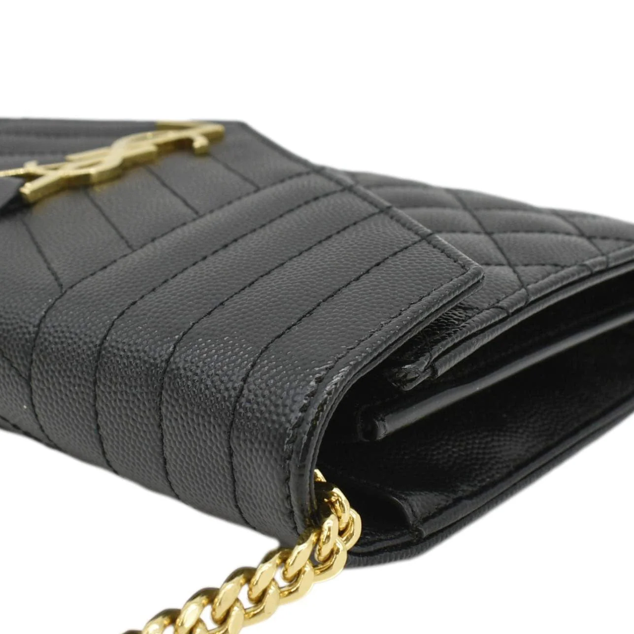 YVES SAINT LAURENT WOC Mixed Matelasse Leather Shoulder Bag Black - Image 7