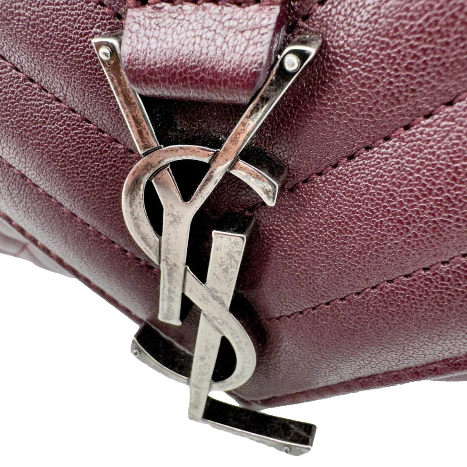 YVES SAINT LAURENT Envelope Large Mixed Matelasse Leather Shoulder Bag Burgundy - Image 13