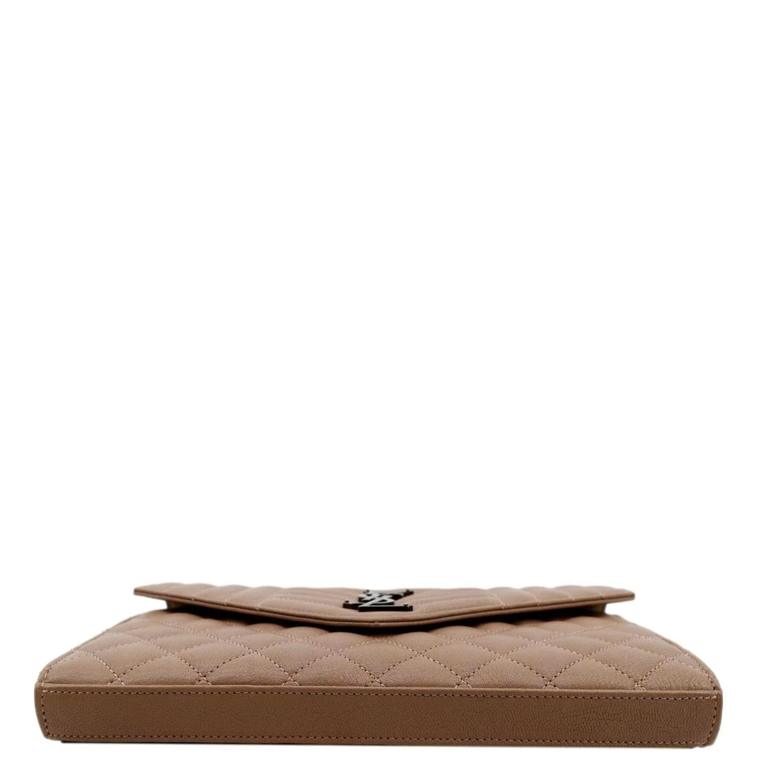 YVES SAINT LAURENT WOC Mixed Matelasse Leather Wallet Dark Beige - Image 9