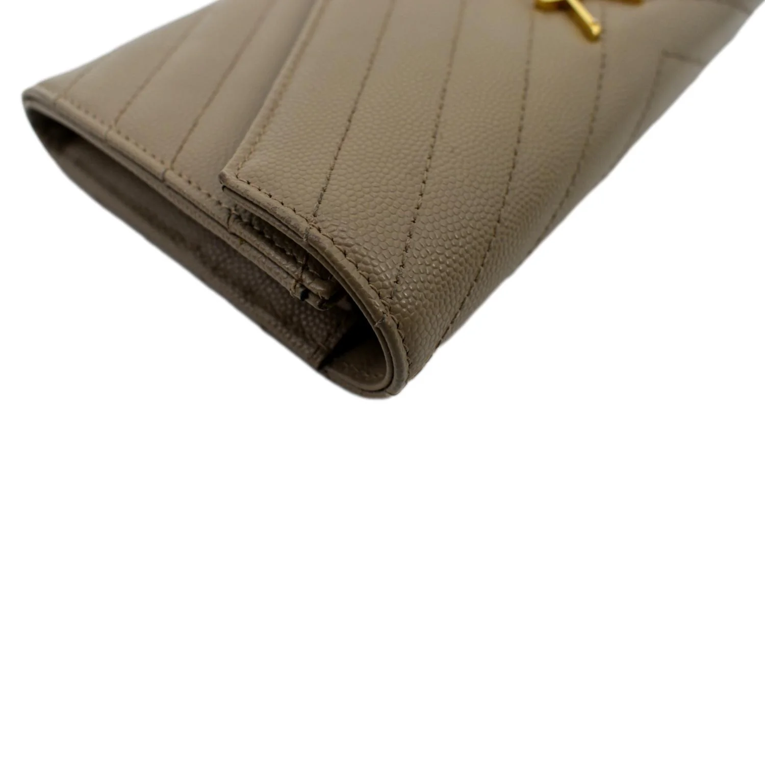 YVES SAINT LAURENT Monogram Grain De Poudre Wallet Beige - Image 5