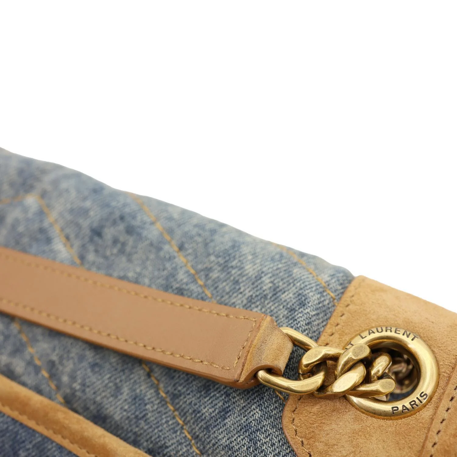 YVES SAINT LAURENT Signature Niki Medium Denim Chain Crossbody Bag Blue - Image 12