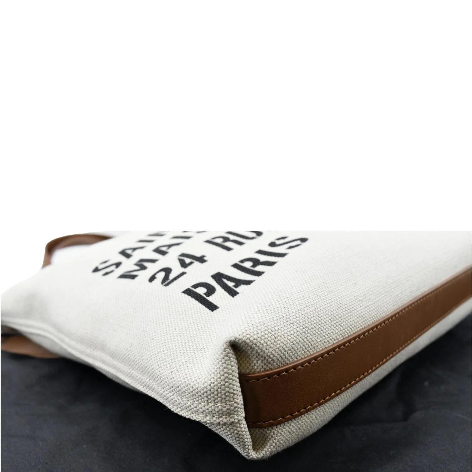 YVES SAINT LAURENT North South Foldable Canvas Smooth Leather Shoulder Bag Naturel - Image 8