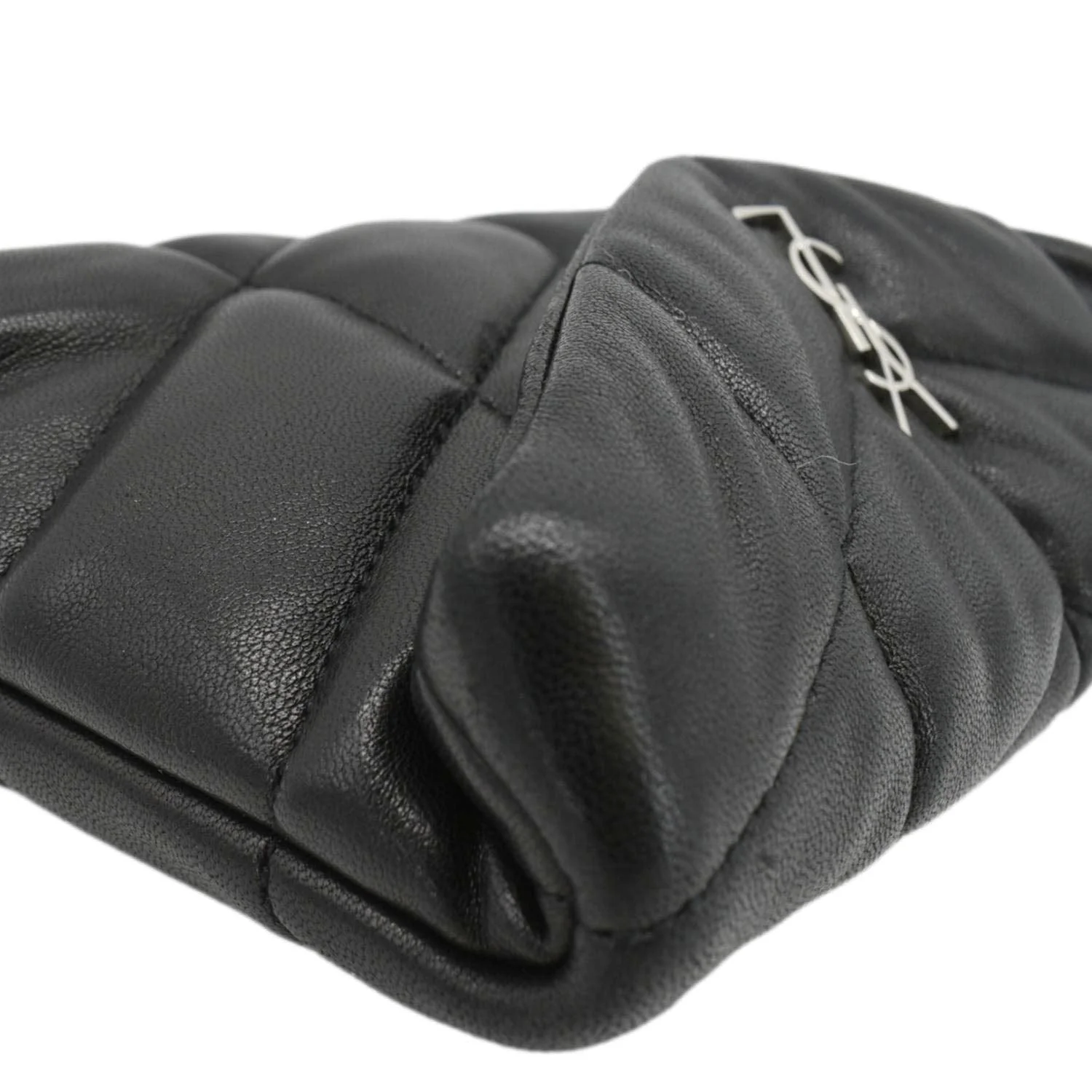 YVES SAINT LAURENT Loulou Small Puffer Leather Pouch Black - Image 5