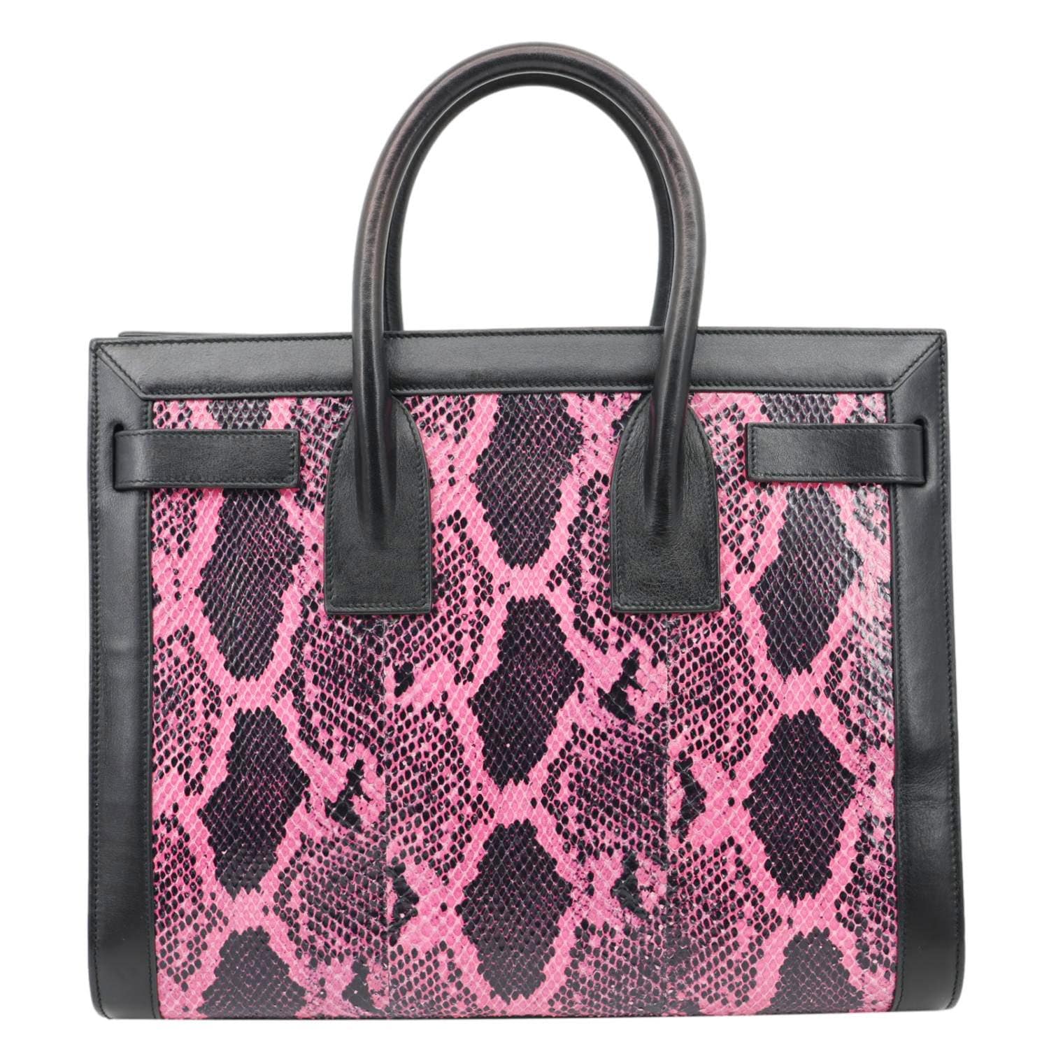 YVES SAINT LAURENT Sac De Jour Small Python Leather Shoulder Bag Pink - Image 3