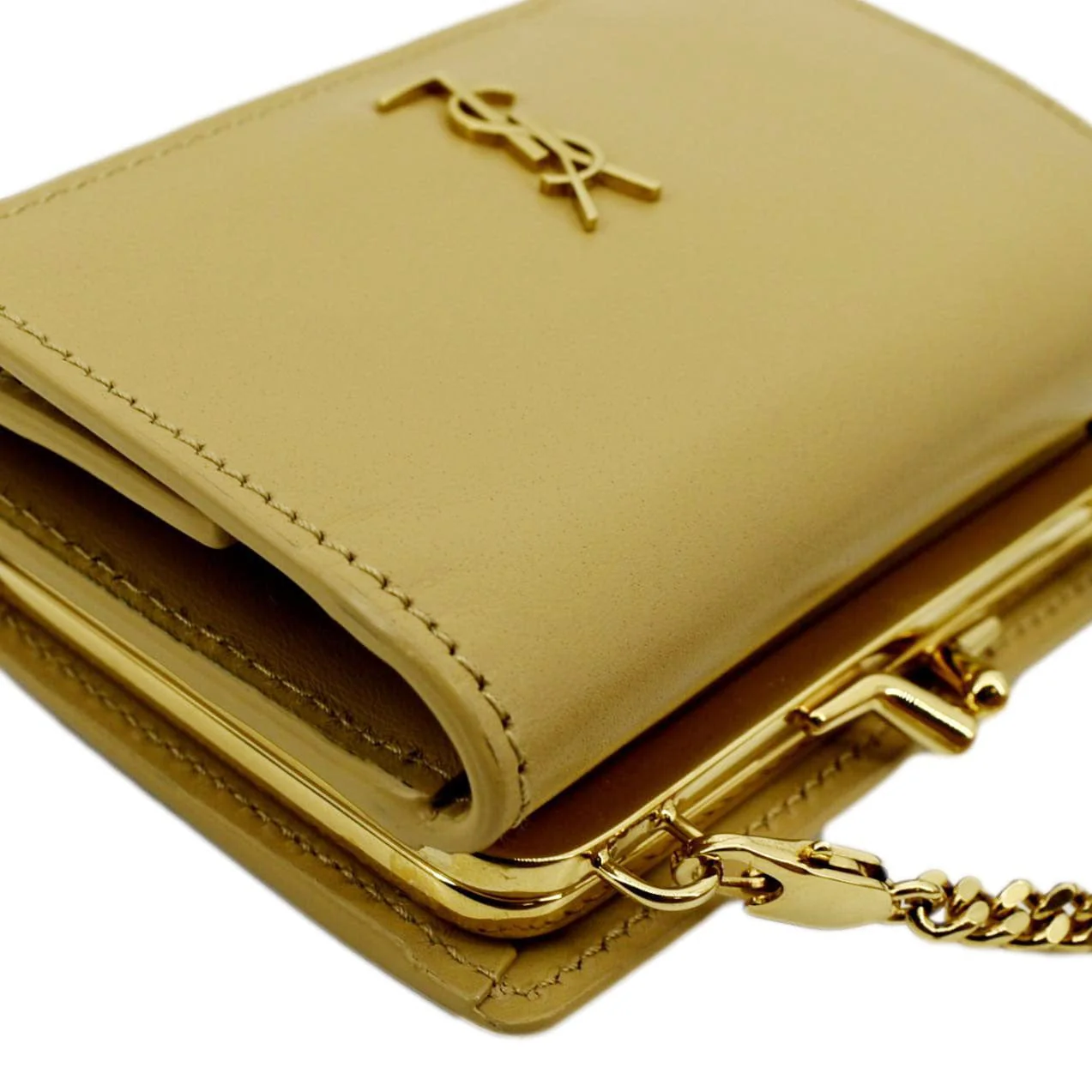YVES SAINT LAURENT Rider Smooth Leather Shoulder Bag Beige - Image 6