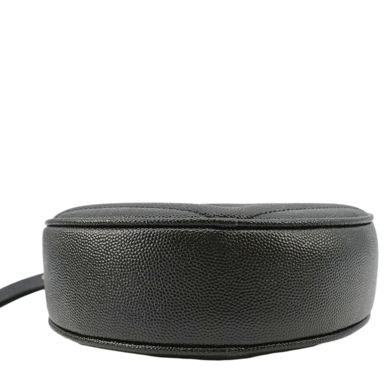 YVES SAINT LAURENT Vinyle Round Chevron Leather Camera Crossbody Bag Black - Image 8