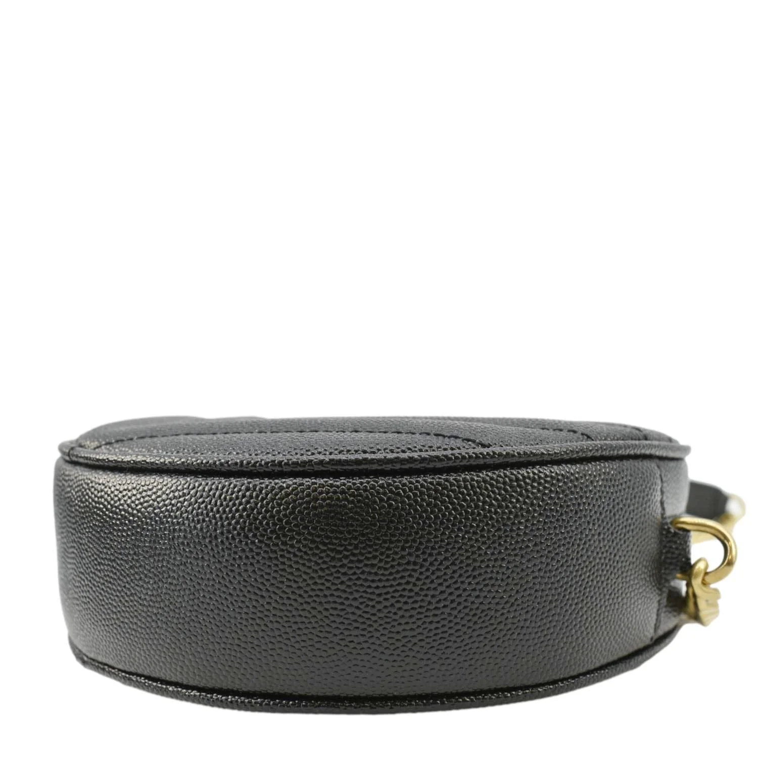 YVES SAINT LAURENT Vinyle Round Chevron Leather Camera Crossbody Bag Black - Image 9