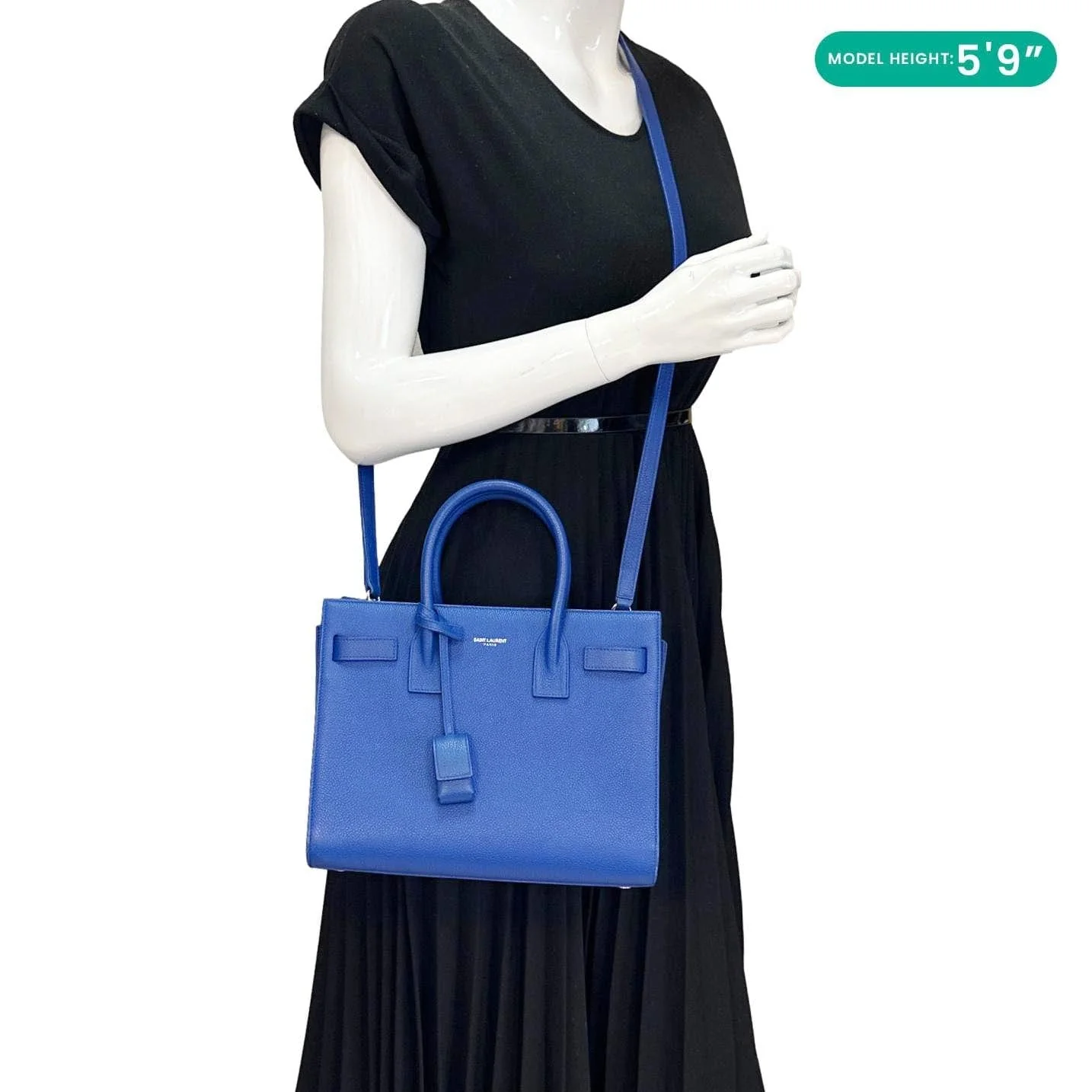 YVES SAINT LAURENT Sac De Jour Leather Shoulder Bag Blue - Image 2
