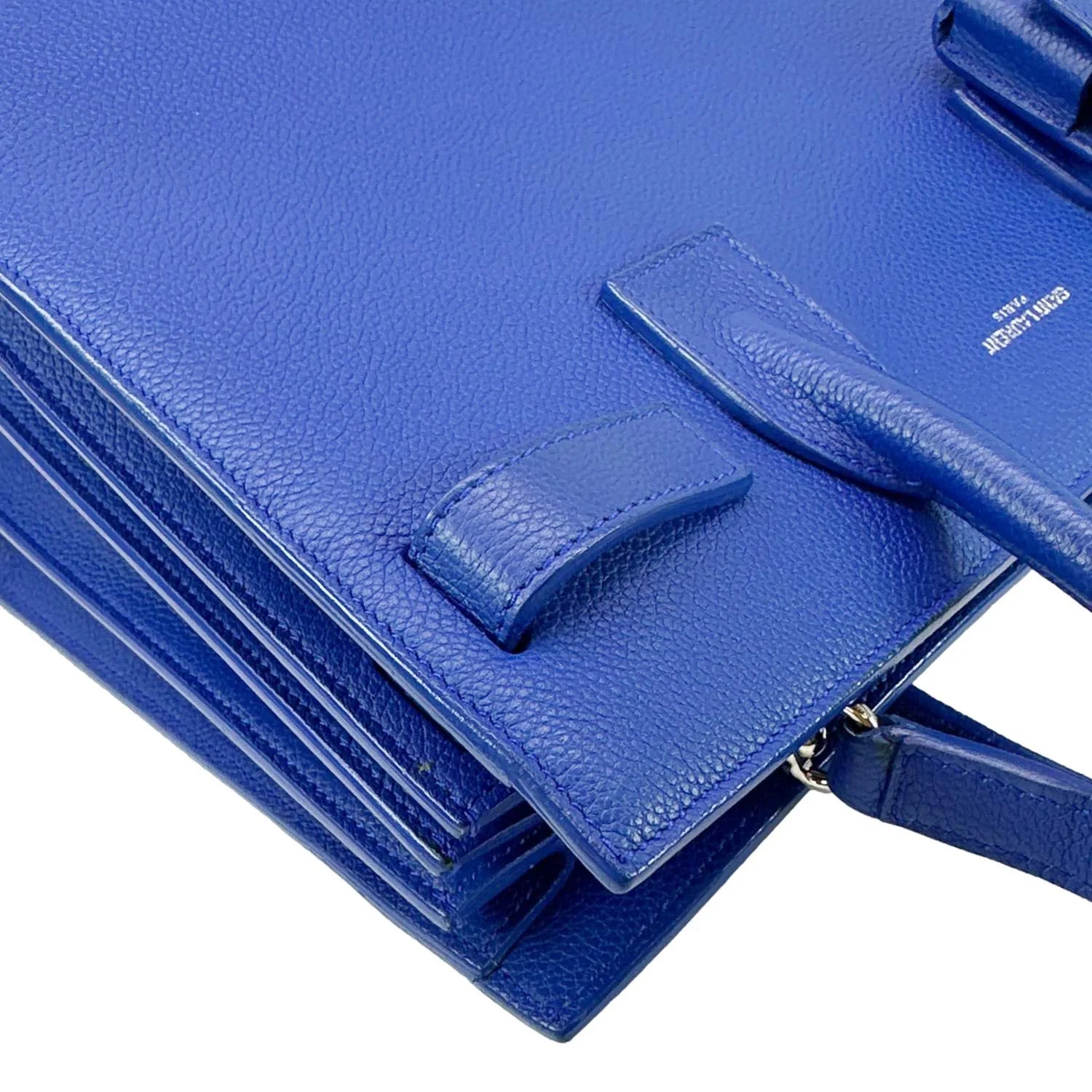 YVES SAINT LAURENT Sac De Jour Leather Shoulder Bag Blue - Image 6