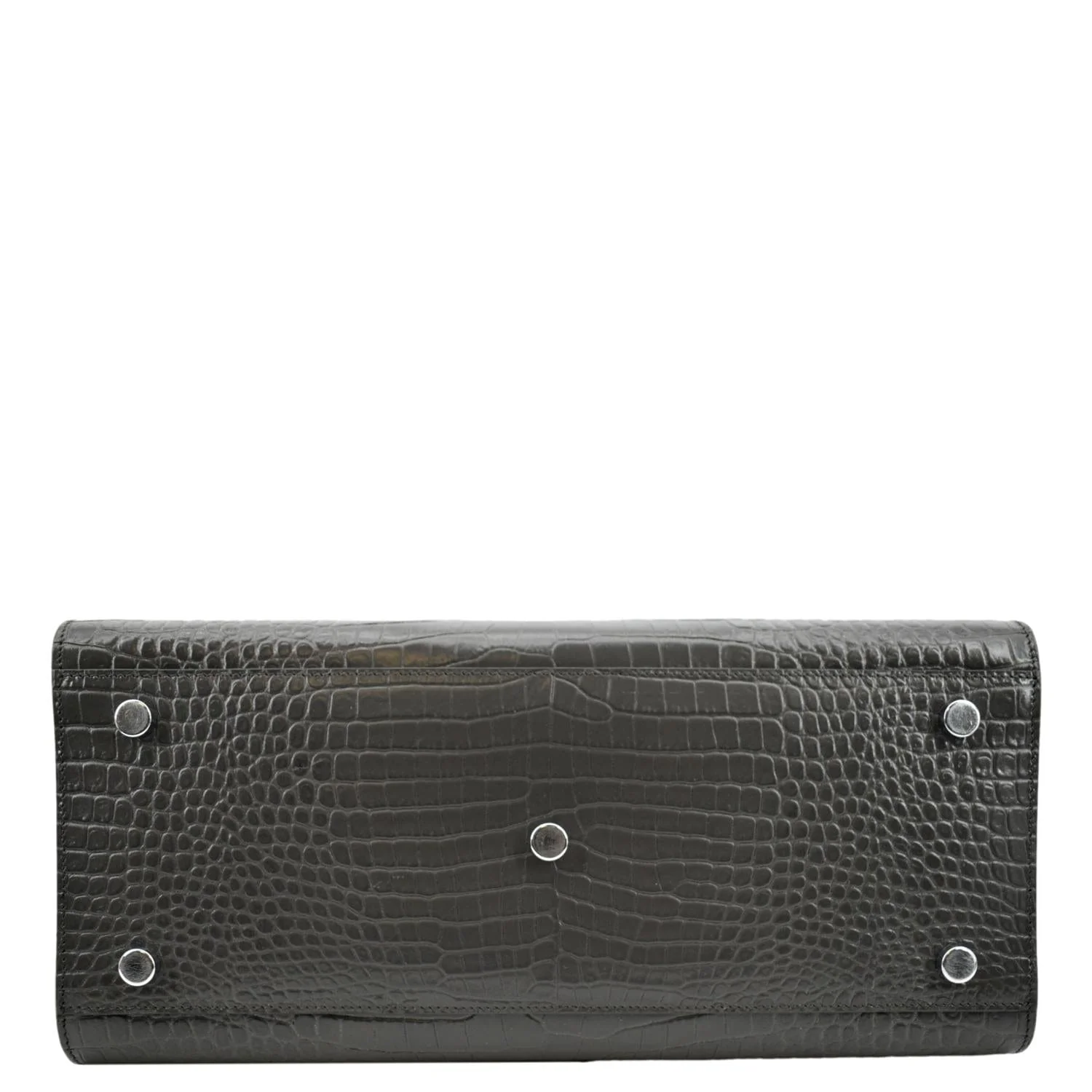 YVES SAINT LAURENT Sac de Jour Crocodile-Embossed Satchel Bag Grey - Image 13