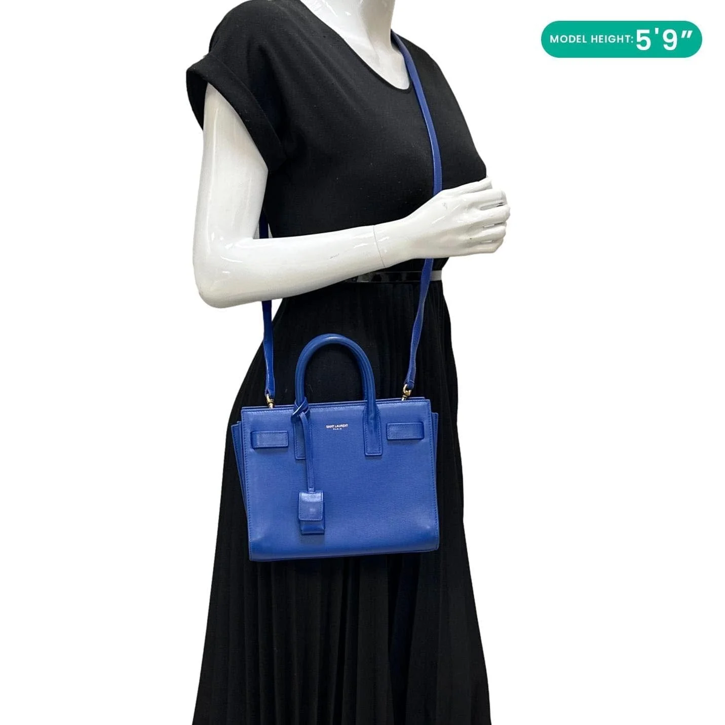YVES SAINT LAURENT Sac de Jour Nano Leather Satchel Bag Blue - Image 3