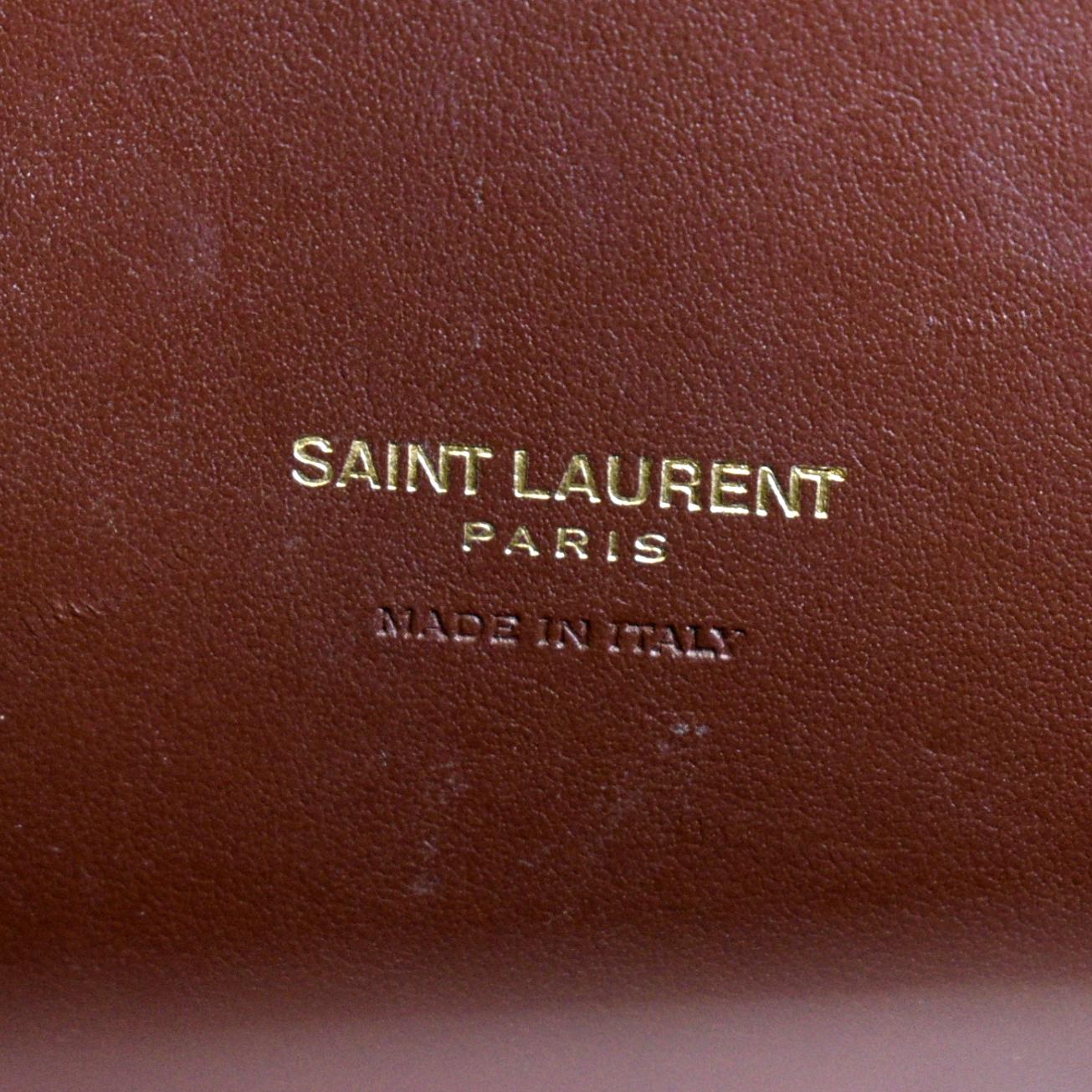 YVES SAINT LAURENT Sac de Jour Embossed Leather Satchel Bag Chocolate Brown - Image 13