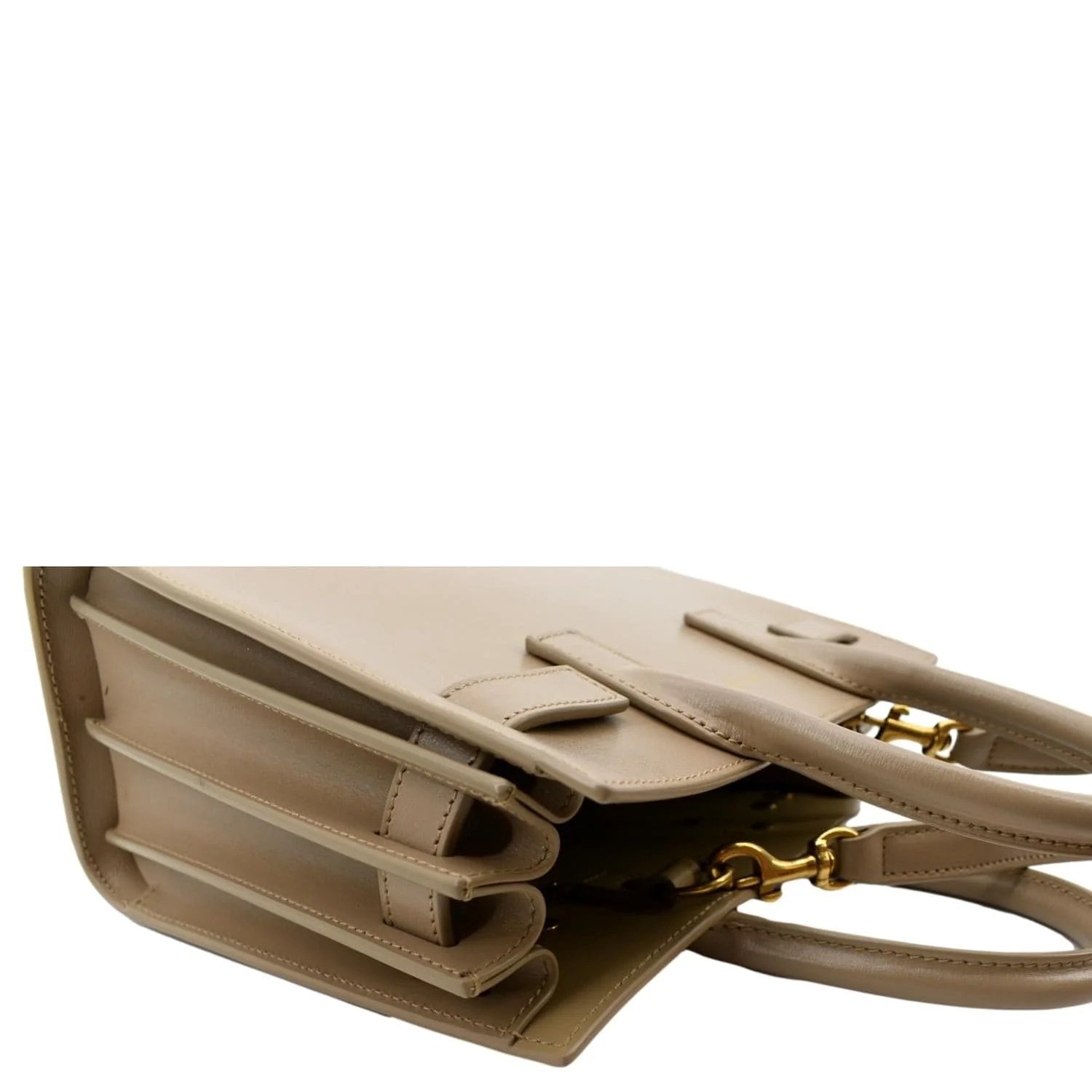 YVES SAINT LAURENT Sac De Jour Nano Smooth Leather Satchel Shoulder Bag Dark Beige - Image 5