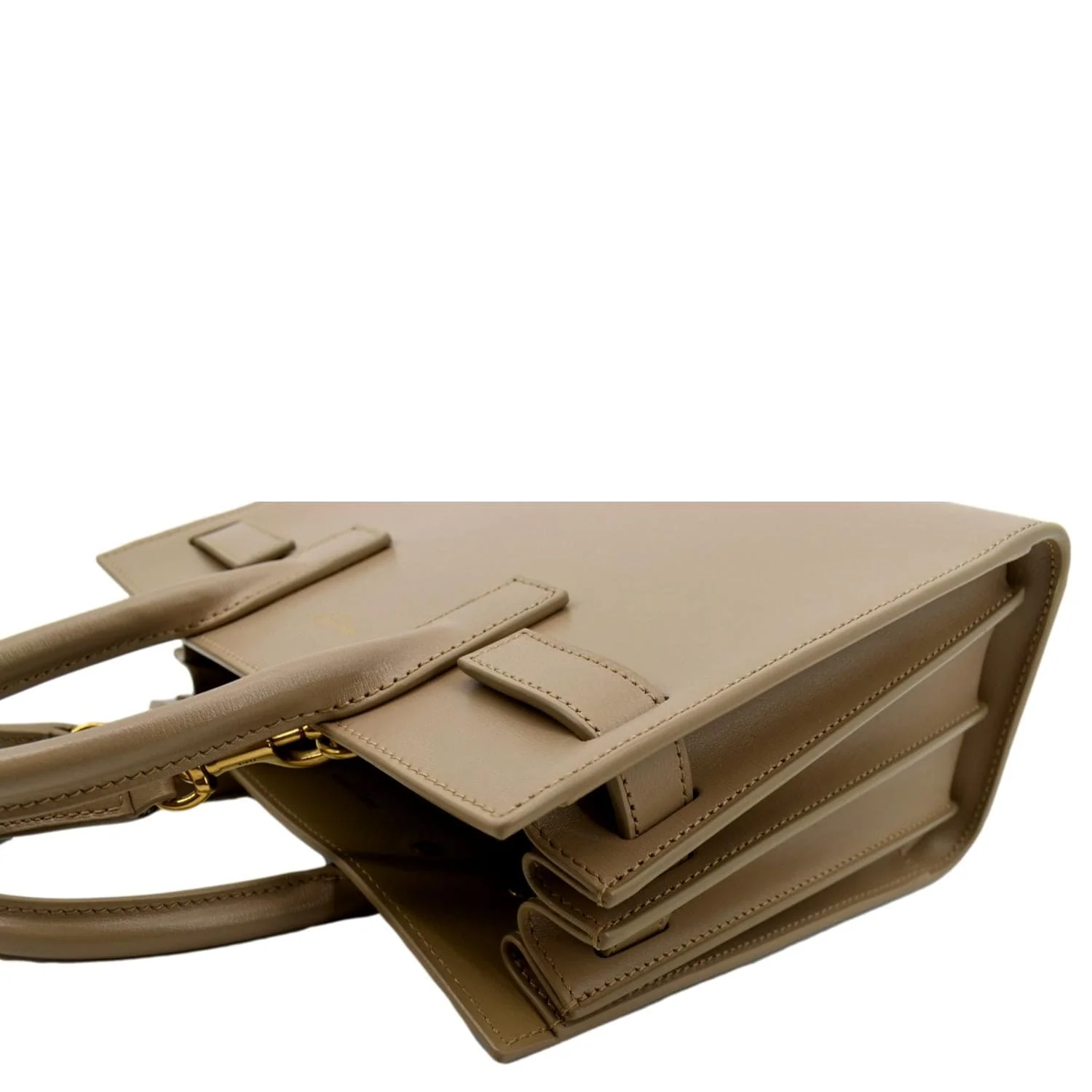 YVES SAINT LAURENT Sac De Jour Nano Smooth Leather Satchel Shoulder Bag Dark Beige - Image 6