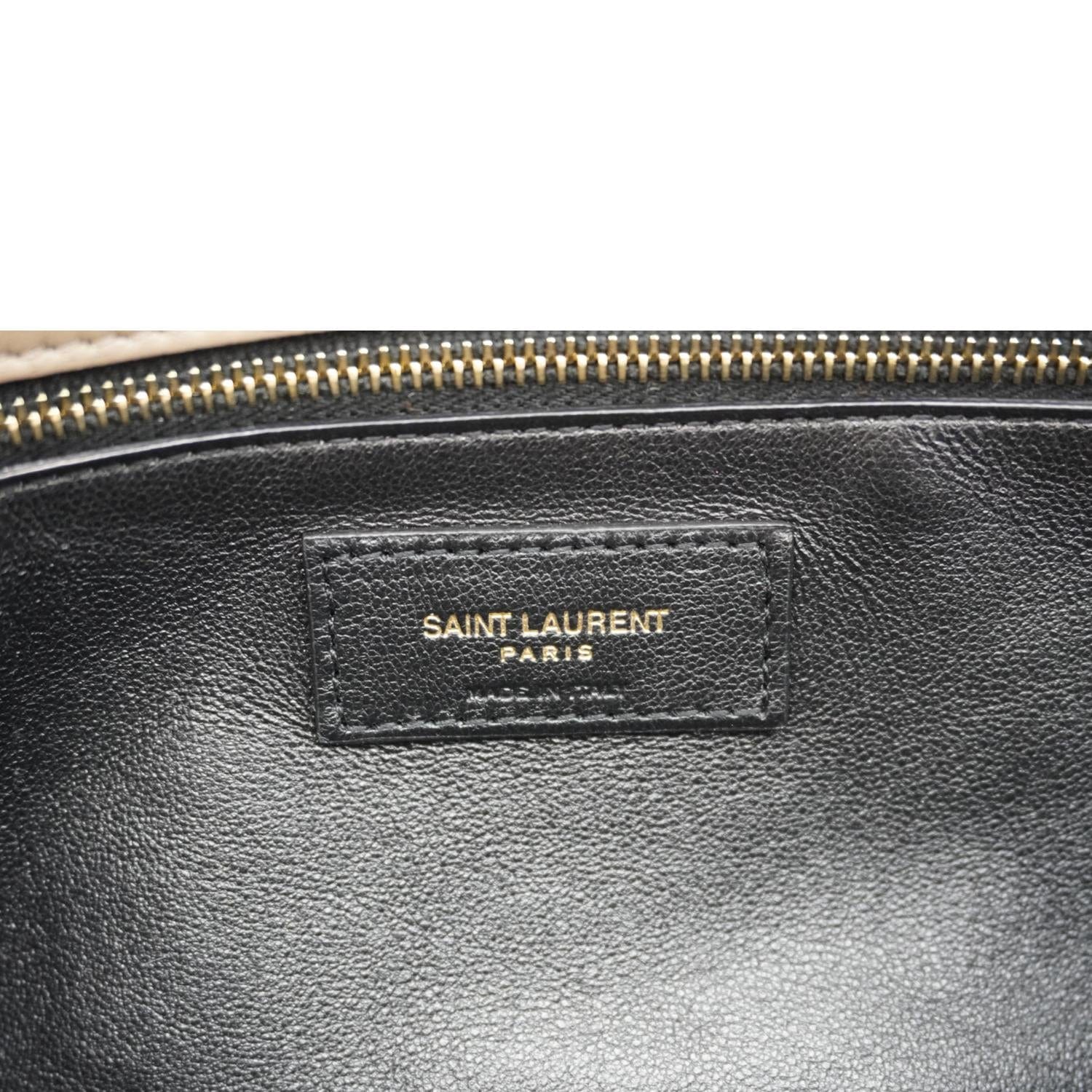 YVES SAINT LAURENT Sade Large Quilted Leather Clutch Bag Taupe - Image 13