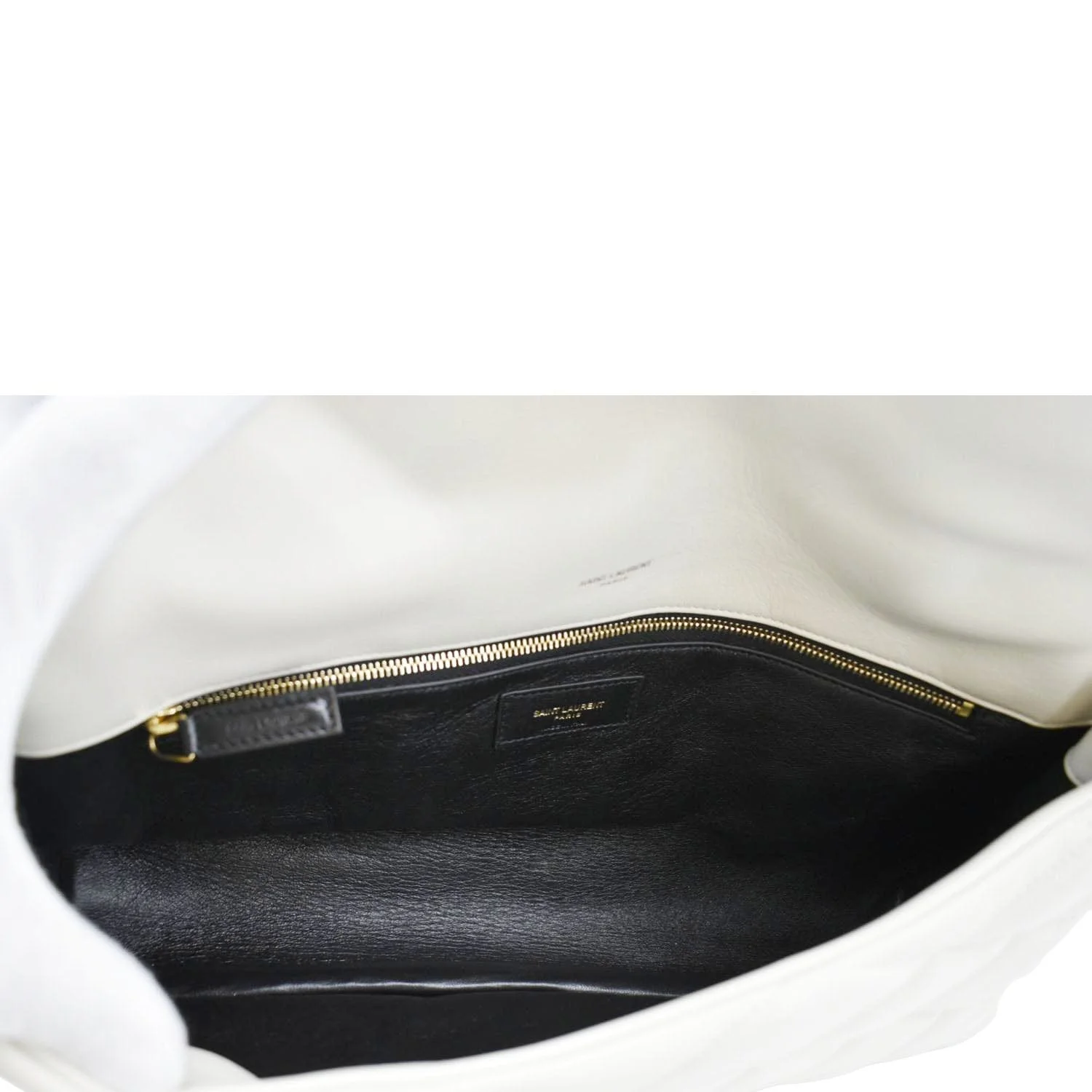 YVES SAINT LAURENT Sade Puffer Quilted Leather Envelope Clutch Off White - Image 11