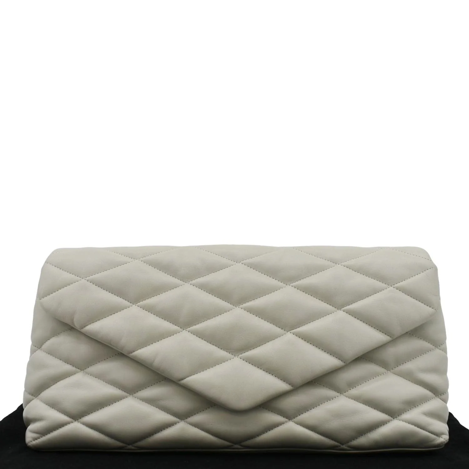 YVES SAINT LAURENT Sade Puffer Quilted Leather Envelope Clutch Off White - Image 3