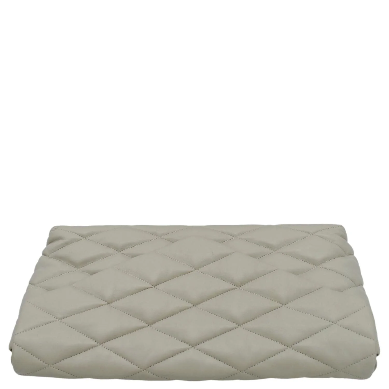 YVES SAINT LAURENT Sade Puffer Quilted Leather Envelope Clutch Off White - Image 5