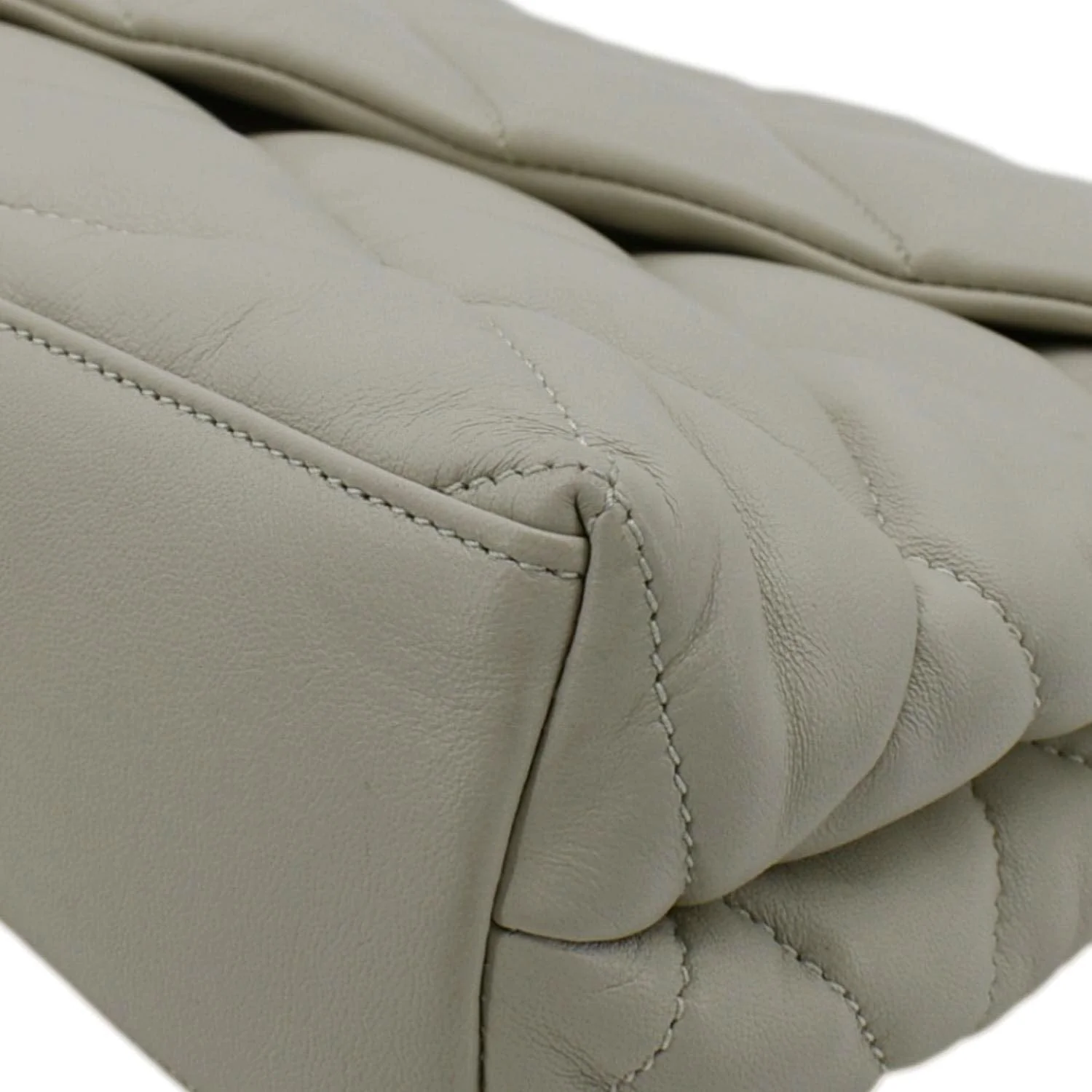 YVES SAINT LAURENT Sade Puffer Quilted Leather Envelope Clutch Off White - Image 8