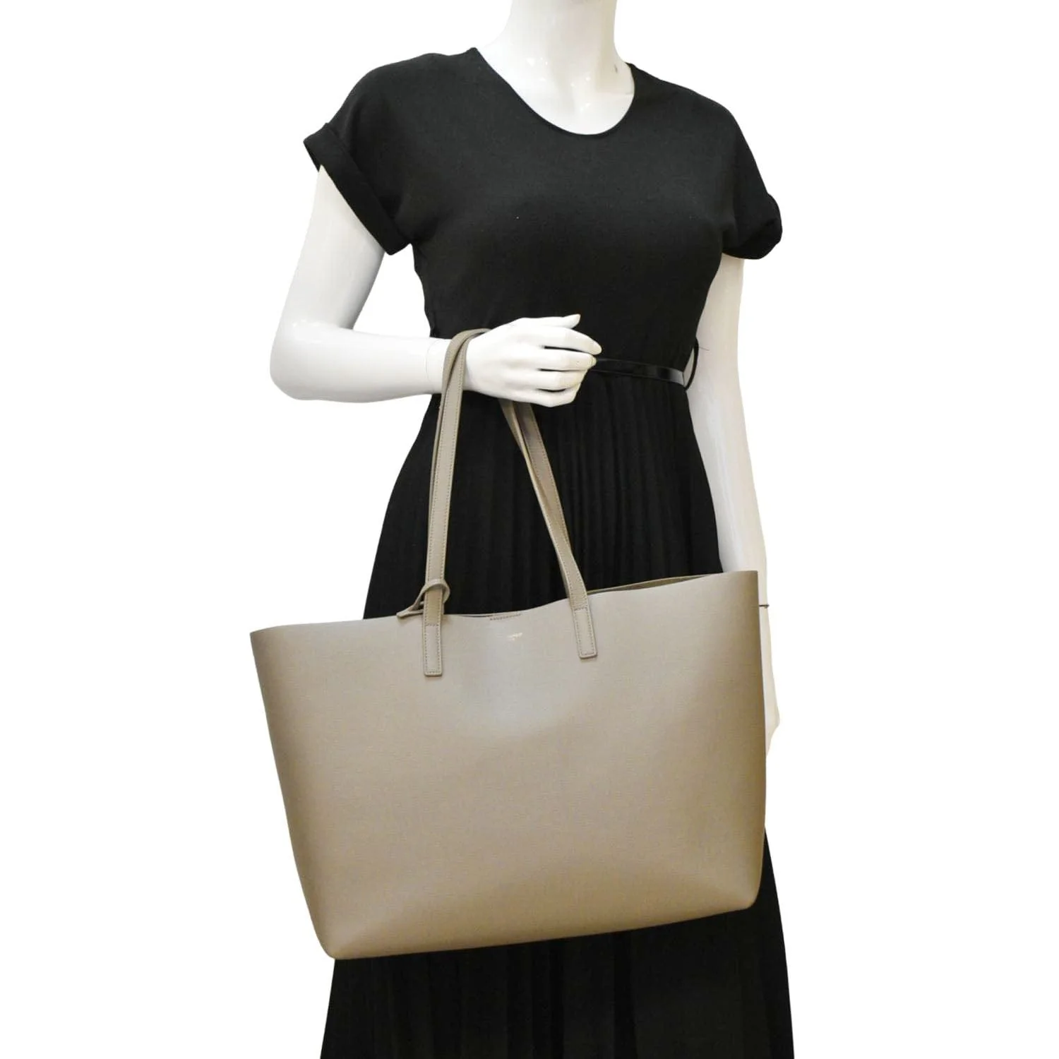YVES SAINT LAURENT Shopping Leather Tote Bag Gray - Image 2