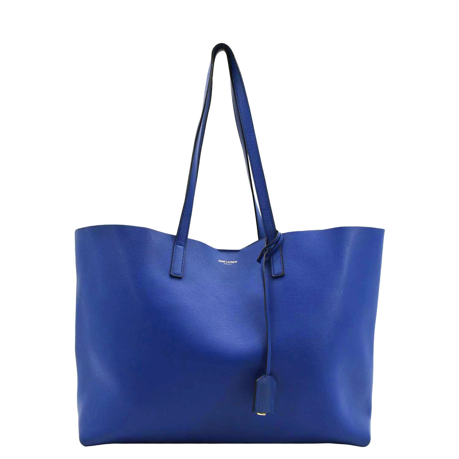 YVES SAINT LAURENT Shopping Leather Tote Bag Blue - Image 3