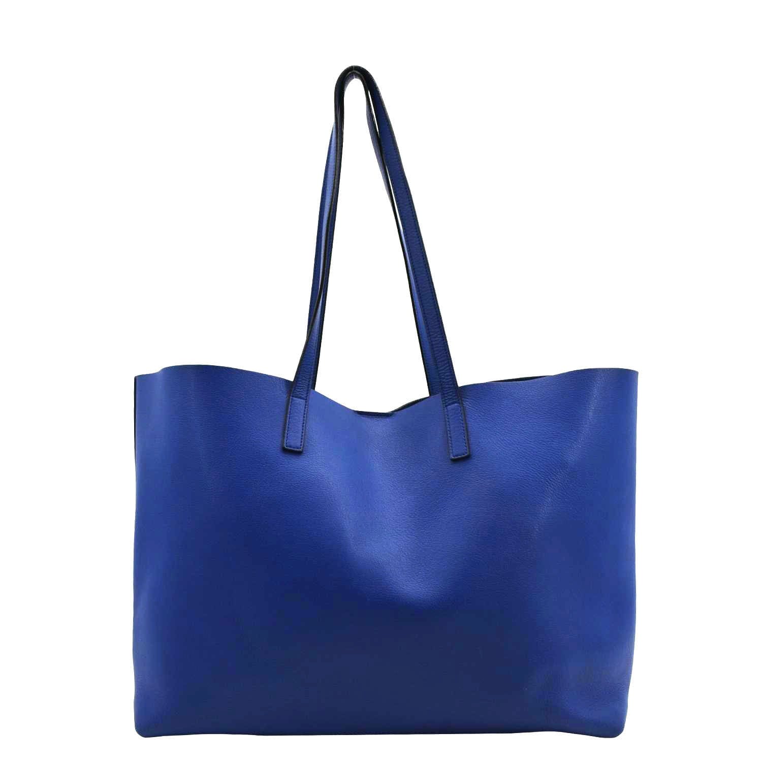 YVES SAINT LAURENT Shopping Leather Tote Bag Blue - Image 4