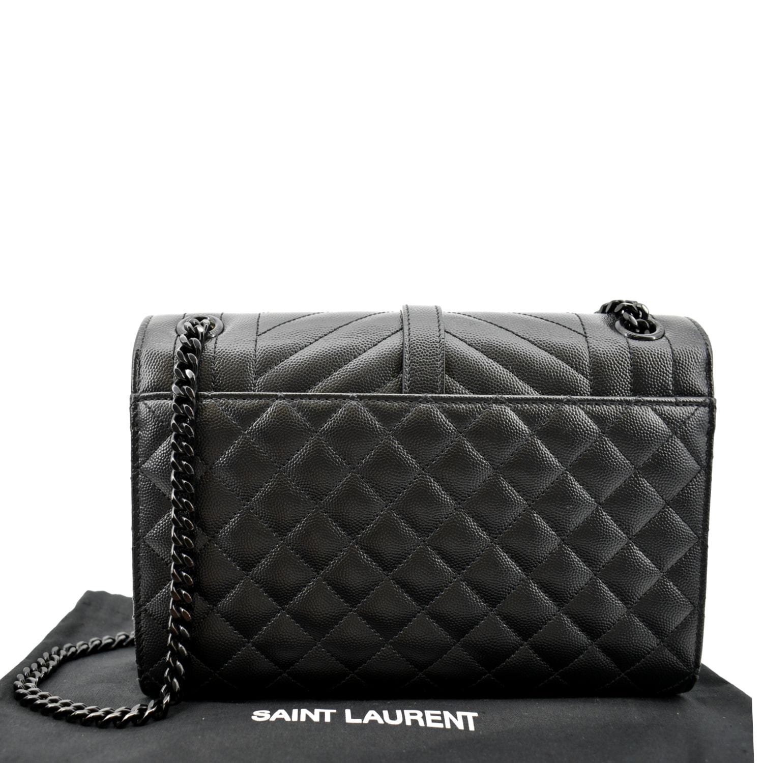 YVES SAINT LAURENT Small Envelope Matelassé Leather Shoulder Bag Black - Image 3