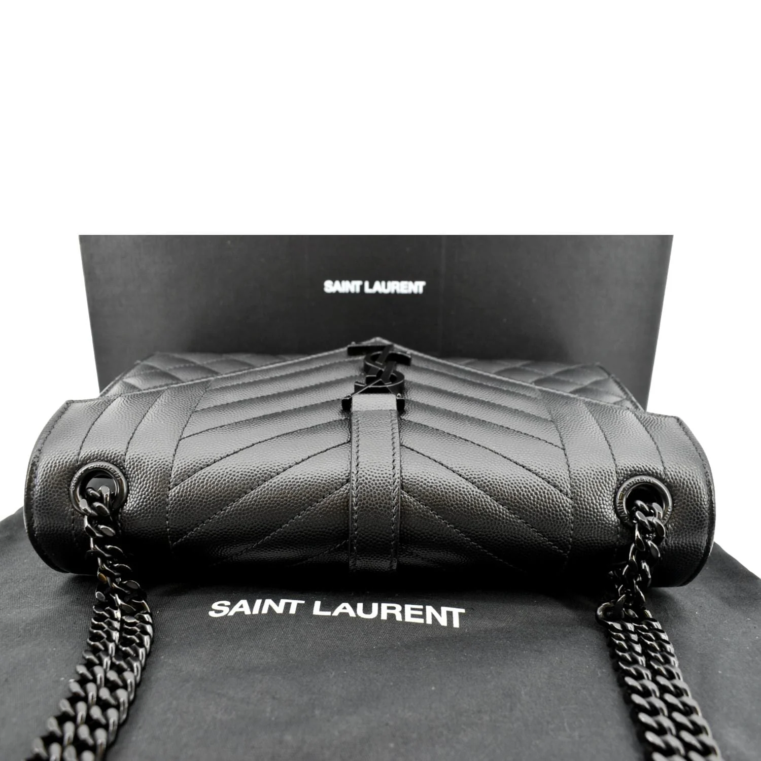 YVES SAINT LAURENT Small Envelope Matelassé Leather Shoulder Bag Black - Image 4