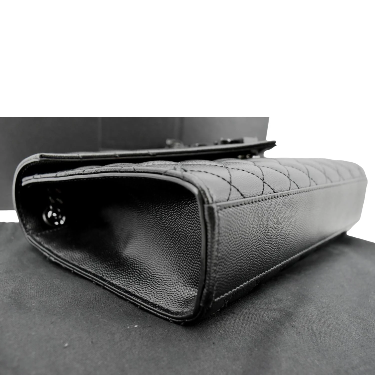 YVES SAINT LAURENT Small Envelope Matelassé Leather Shoulder Bag Black - Image 7